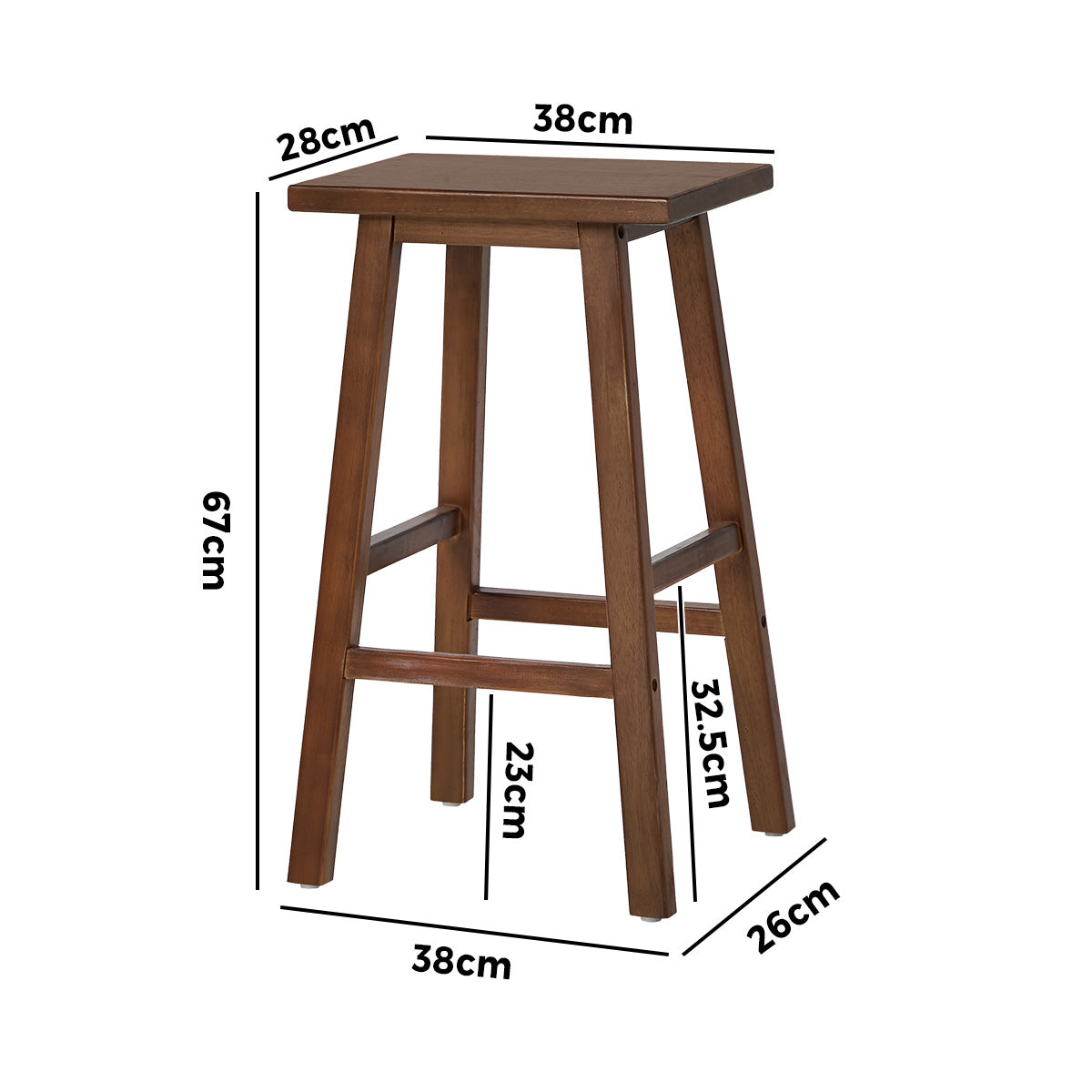 Oikiture 4x Bar Stool Kitchen Counter Dining Chair Split-Level Footrest Walnut