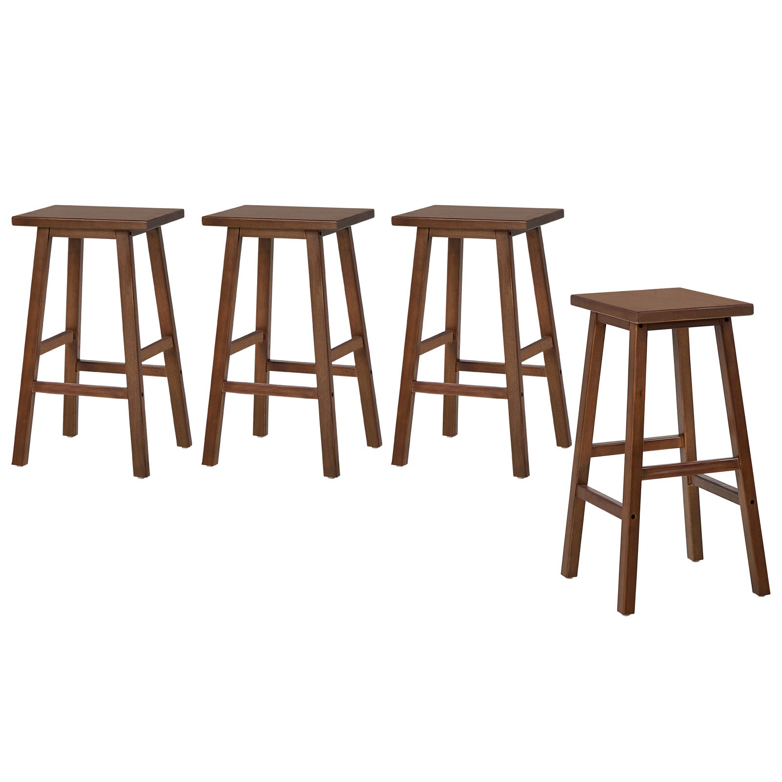 Oikiture 4x Bar Stool Kitchen Counter Dining Chair Split-Level Footrest Walnut