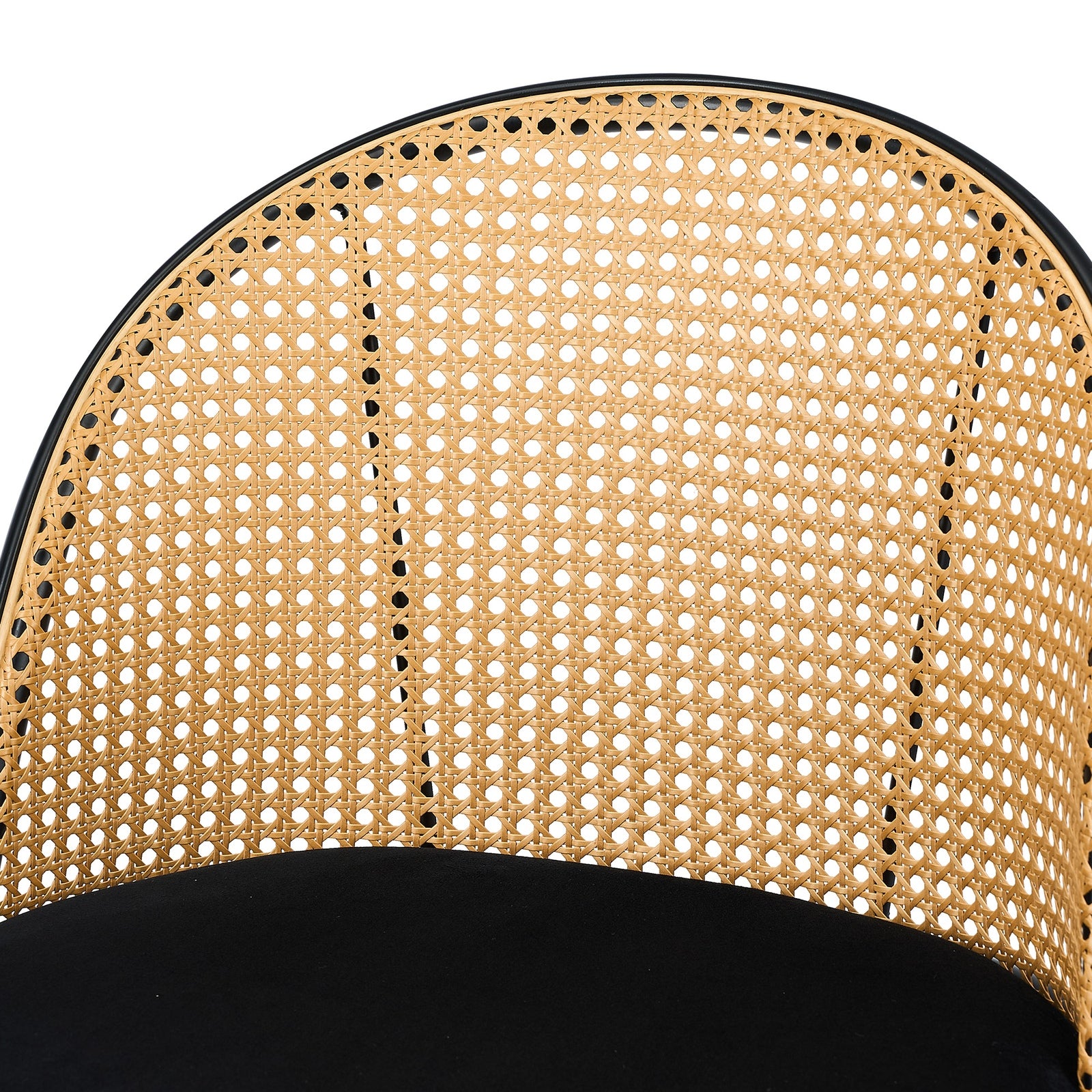 Oikiture Bar Stools Kitchen Counter Stool Rattan Dining Chair Velvet Black x2 - Sunyee