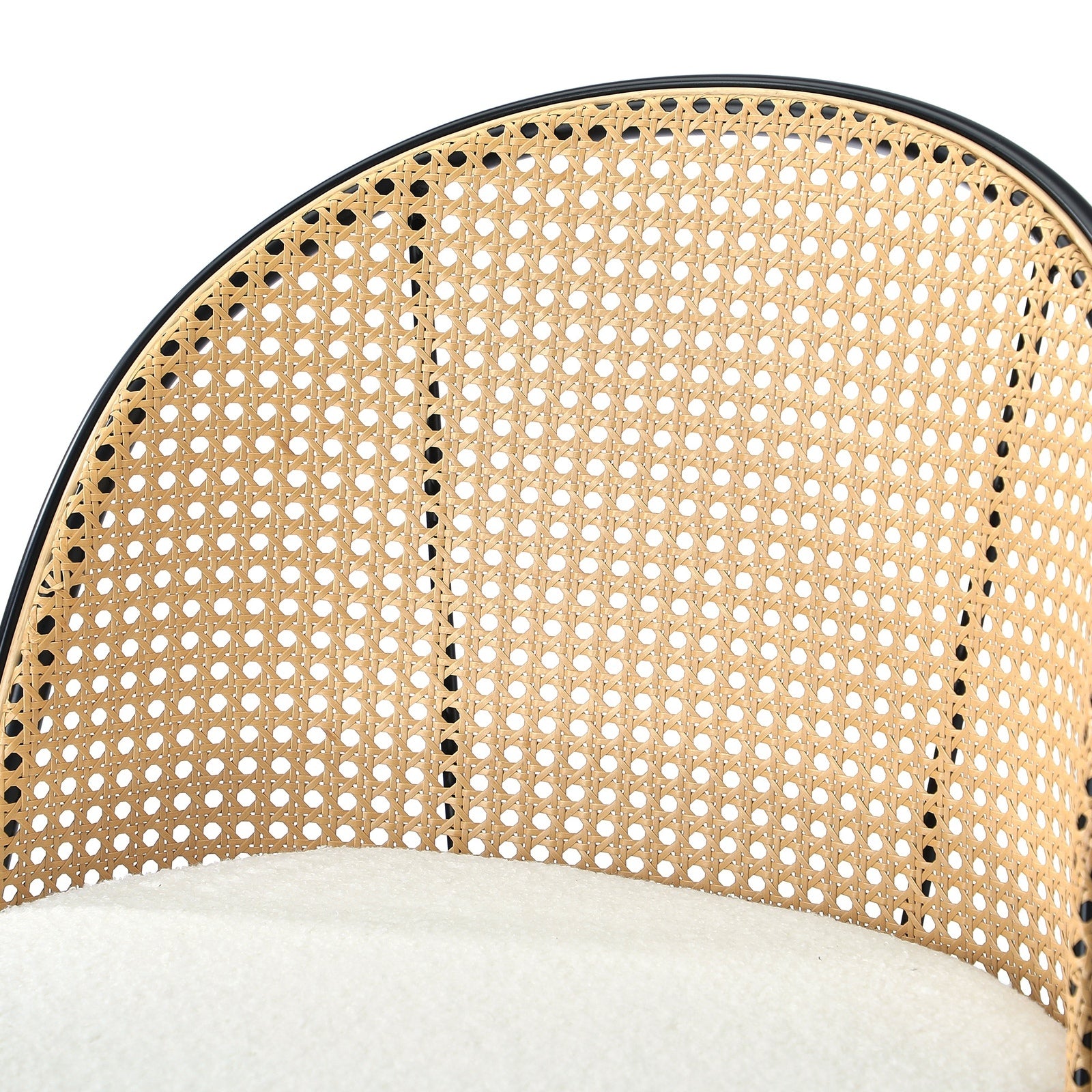 Oikiture Bar Stools Kitchen Counter Stool Rattan Dining Chair Boucle Fabric x4 - Sunyee