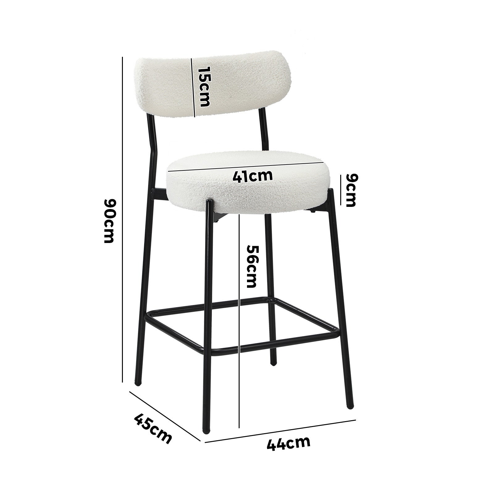 Oikiture Bar Stools Kitchen Dining Chairs Counter Stool Upholstered x2/x4 - Sunyee