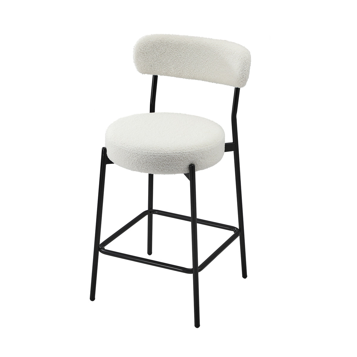 Oikiture 2x Bar Stools Kitchen Dining Chairs Counter Stool Boucle White - Sunyee