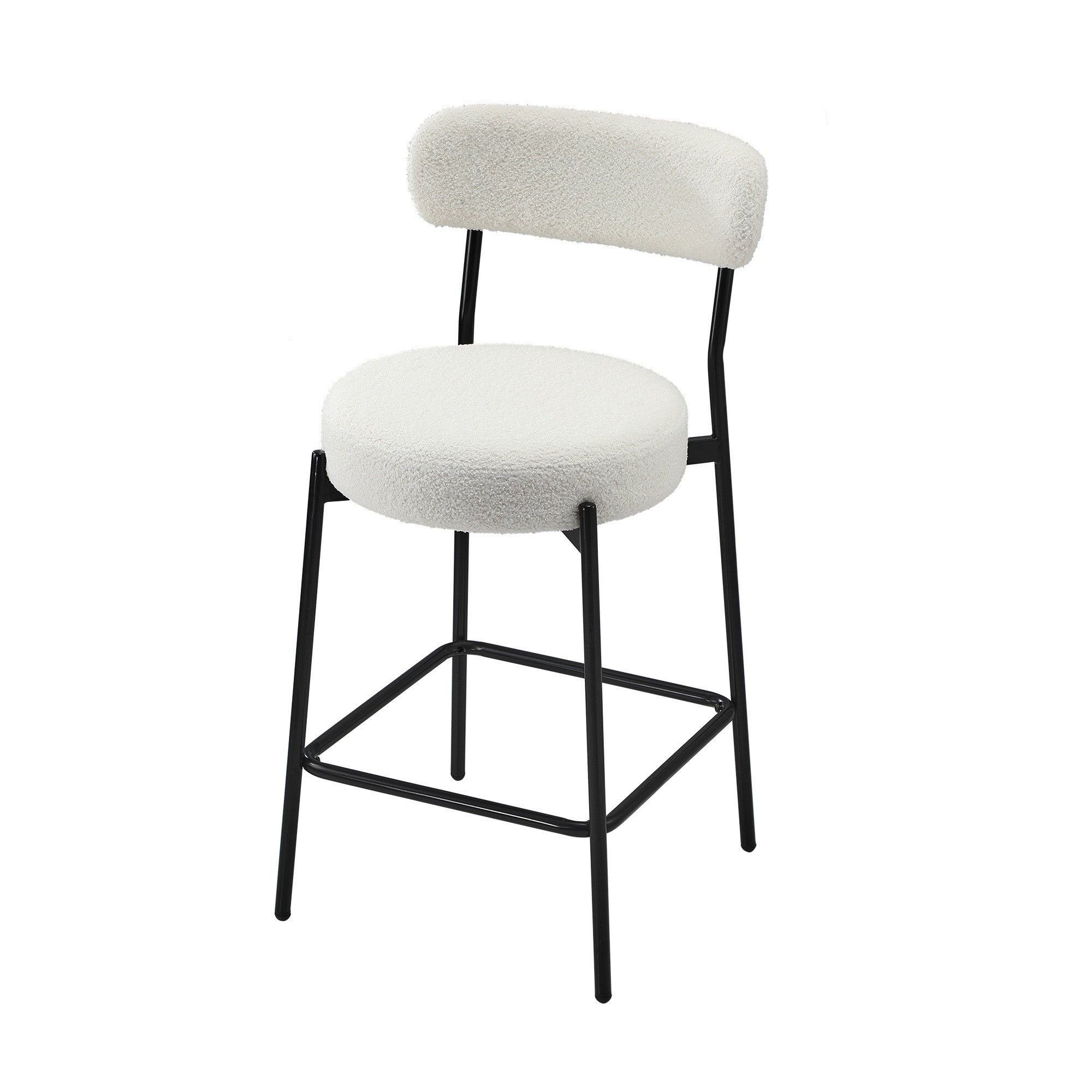 Oikiture 4x Bar Stools Kitchen Dining Chairs Counter Stool Boucle Fabric White - Sunyee