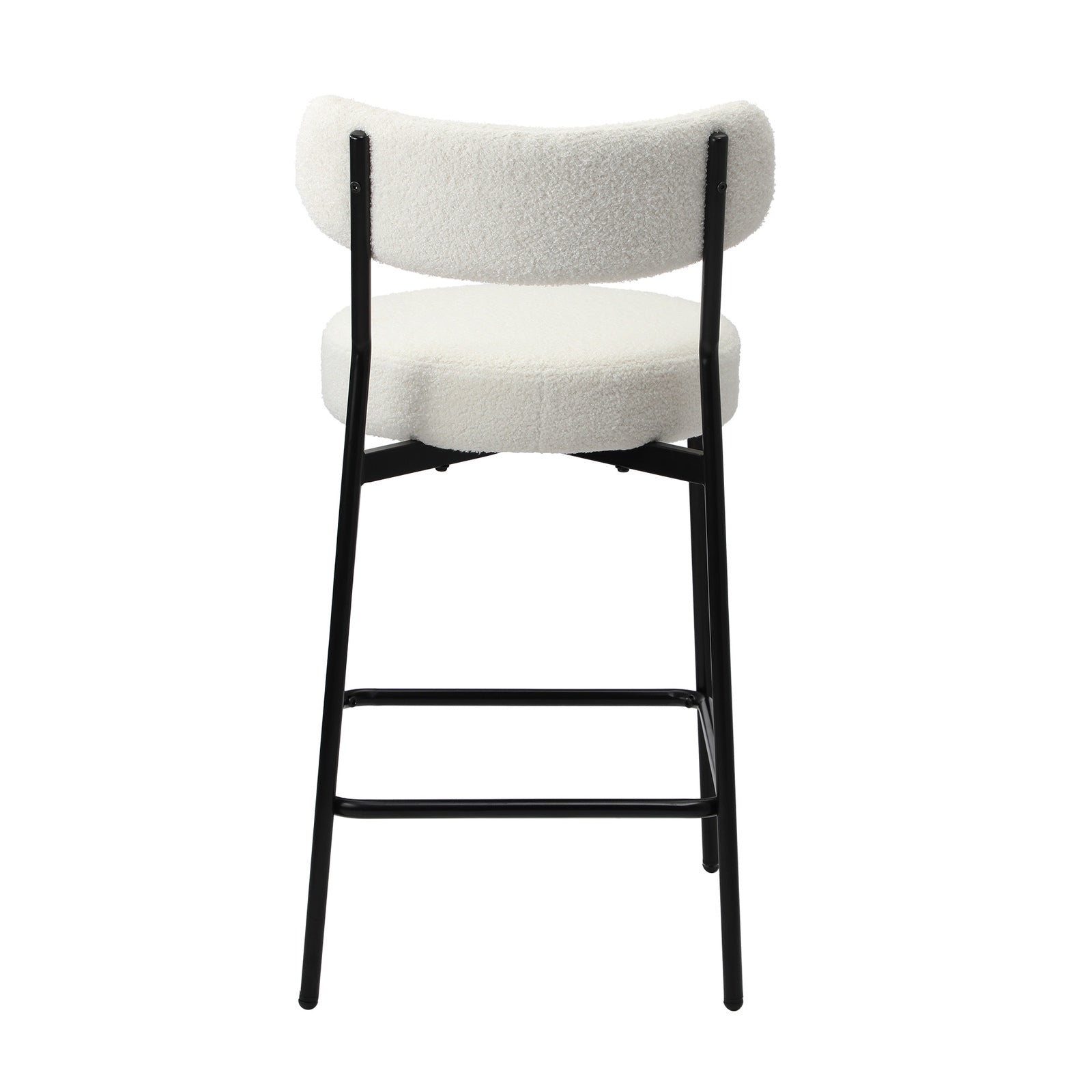 Oikiture 4x Bar Stools Kitchen Dining Chairs Counter Stool Boucle Fabric White - Sunyee