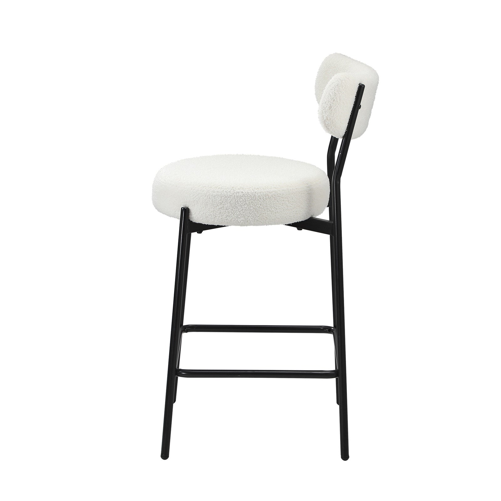 Oikiture 4x Bar Stools Kitchen Dining Chairs Counter Stool Boucle Fabric White - Sunyee