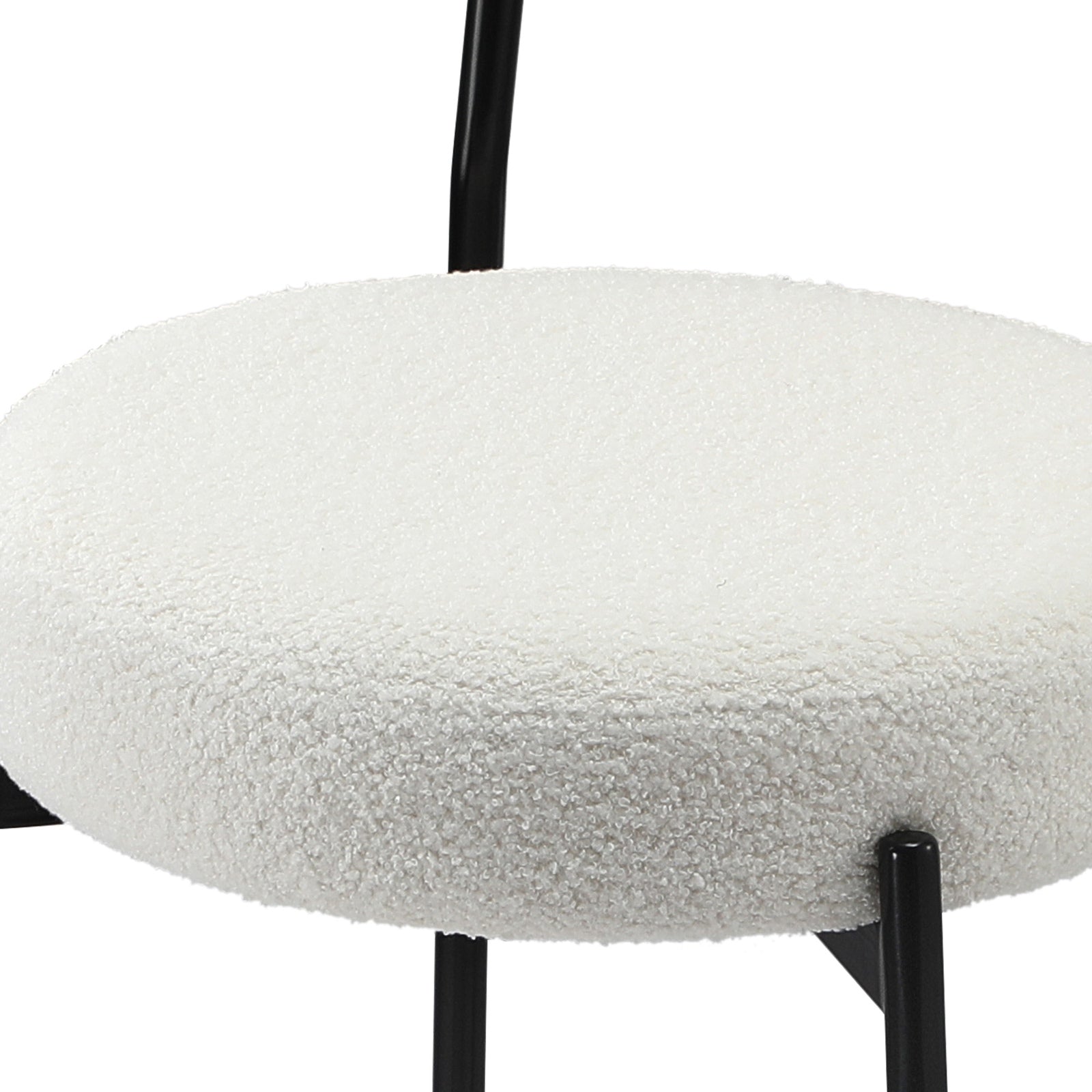 Oikiture 4x Bar Stools Kitchen Dining Chairs Counter Stool Boucle Fabric White - Sunyee