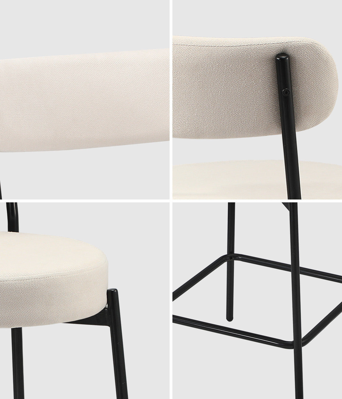 Oikiture 2x Bar Stools Kitchen Dining Chairs Counter Stool Beige - Sunyee