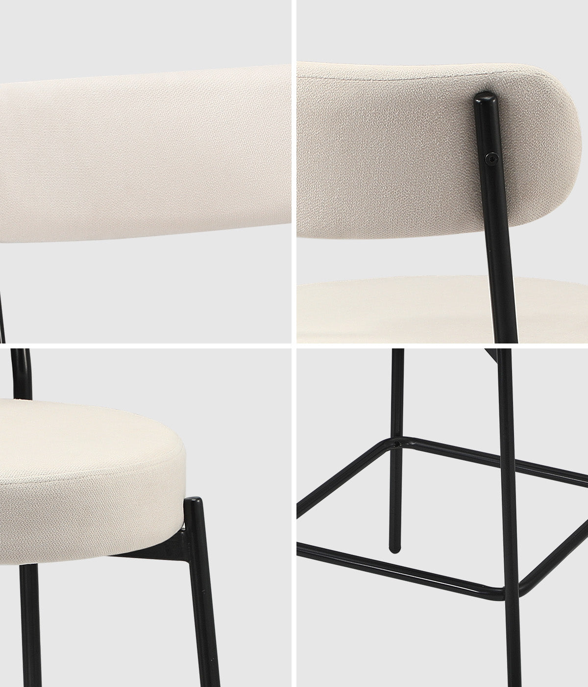 Oikiture 4x Bar Stools Kitchen Dining Chairs Counter Stool Beige - Sunyee