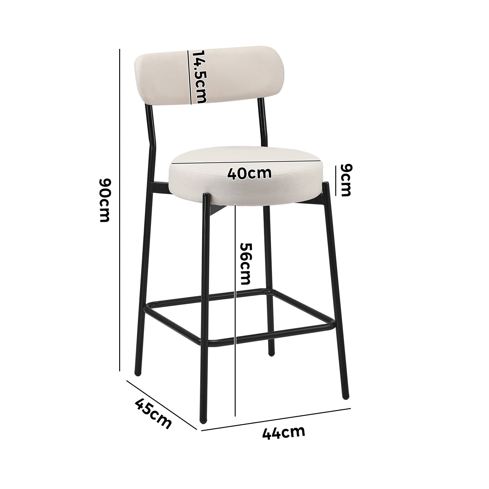 Oikiture 4x Bar Stools Kitchen Dining Chairs Counter Stool Beige - Sunyee