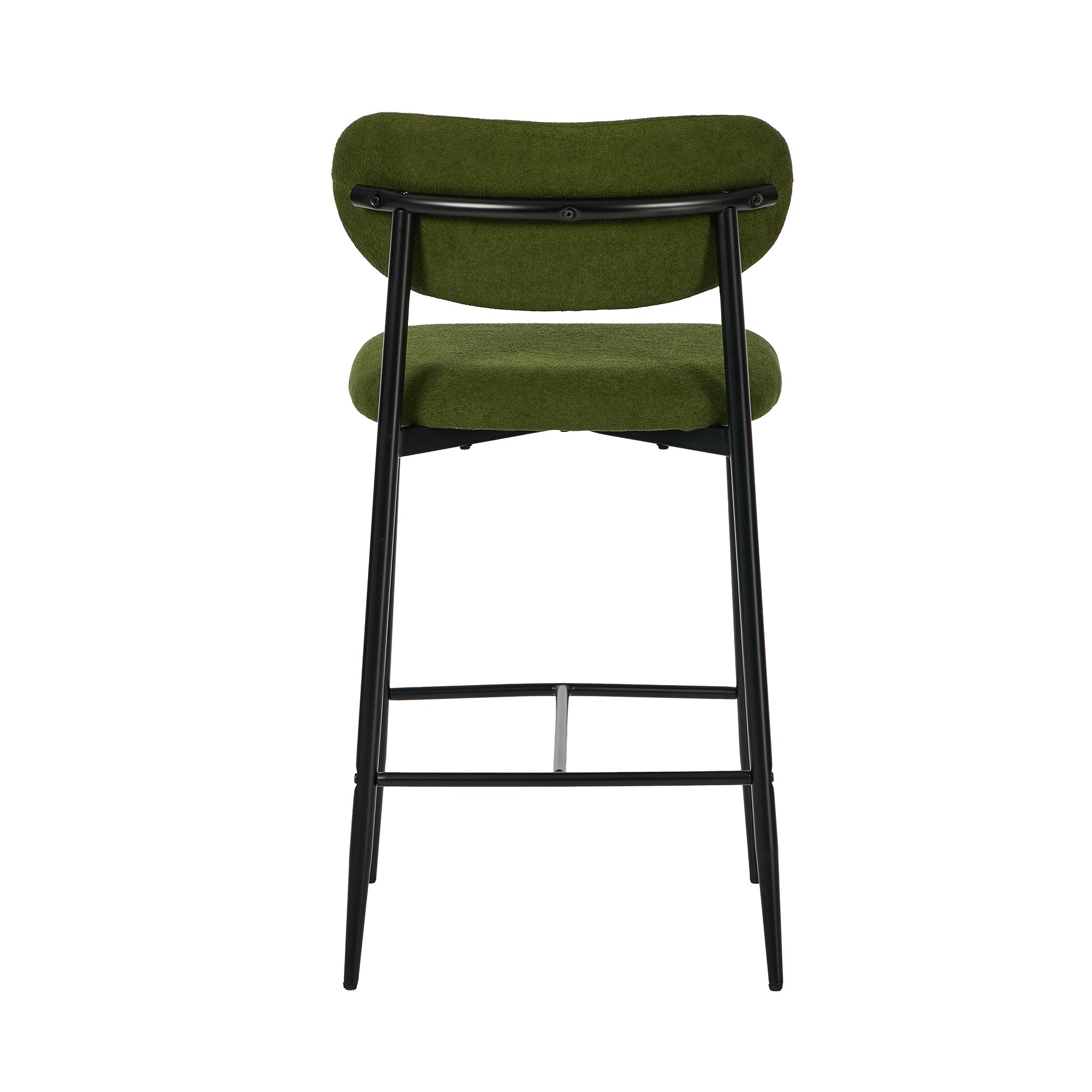 Oikiture 2x Bar Stools Kitchen Stool Counter Chair Fabric Green