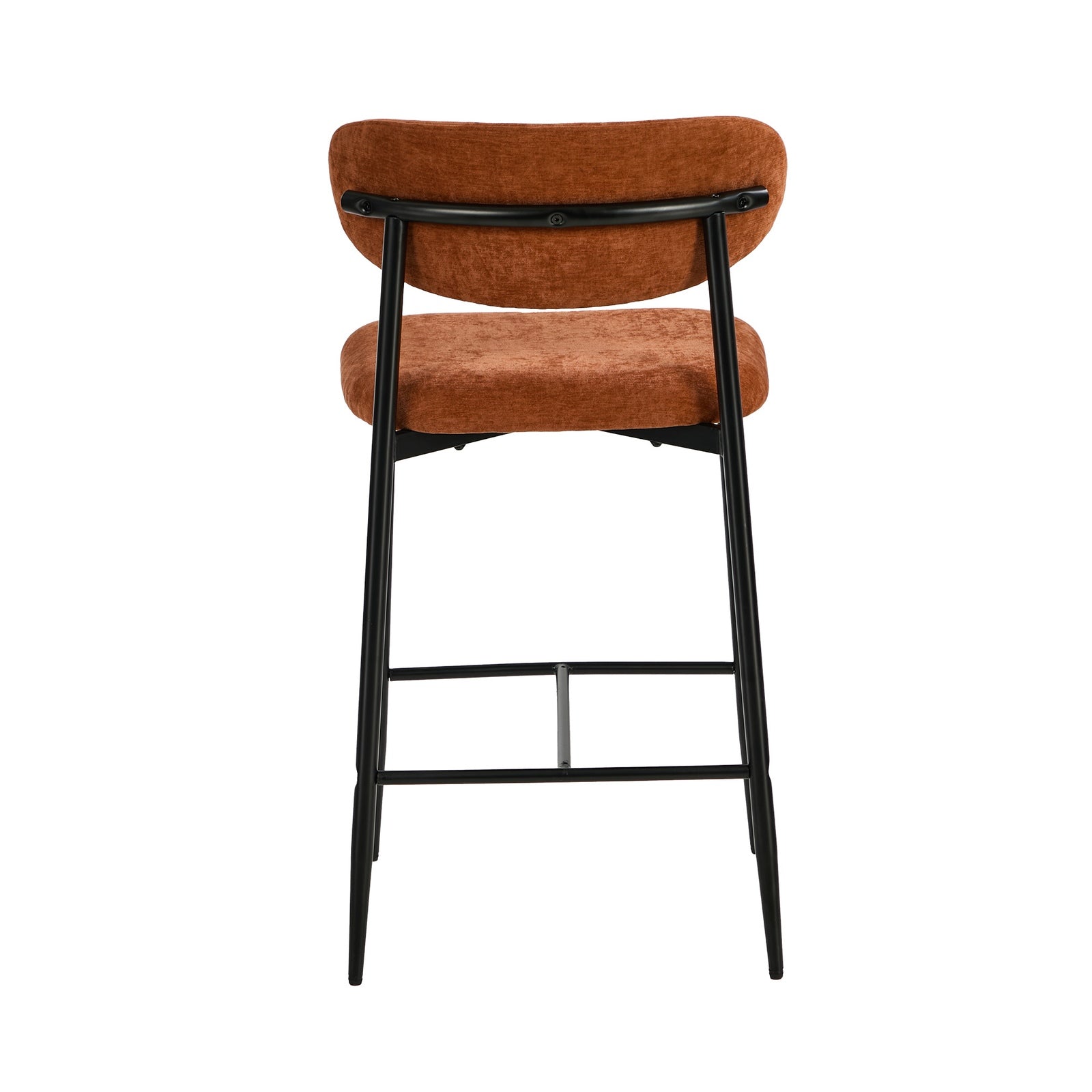 Oikiture 2x Bar Stools Kitchen Stool Counter Chair Fabric Orange