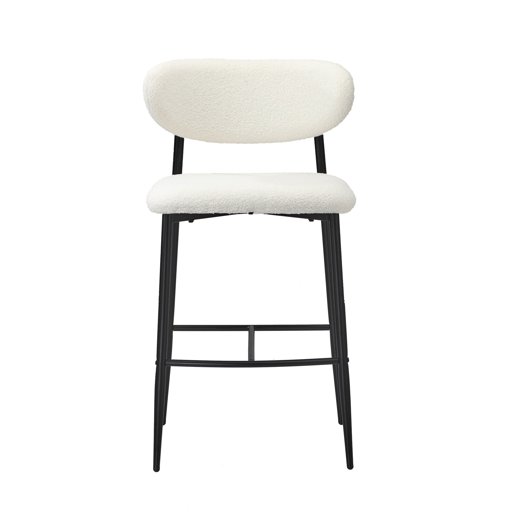 Oikiture 2x Bar Stools Kitchen Stool Counter Chair Boucle Fabric Black - Sunyee