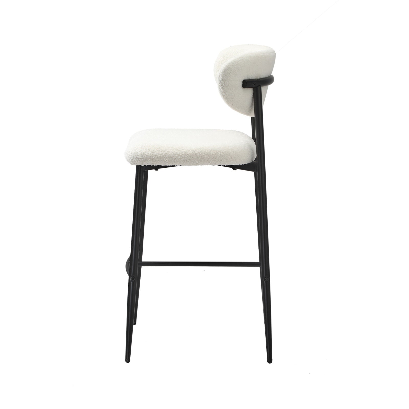 Oikiture 2x Bar Stools Kitchen Stool Counter Chair Boucle Fabric Black - Sunyee