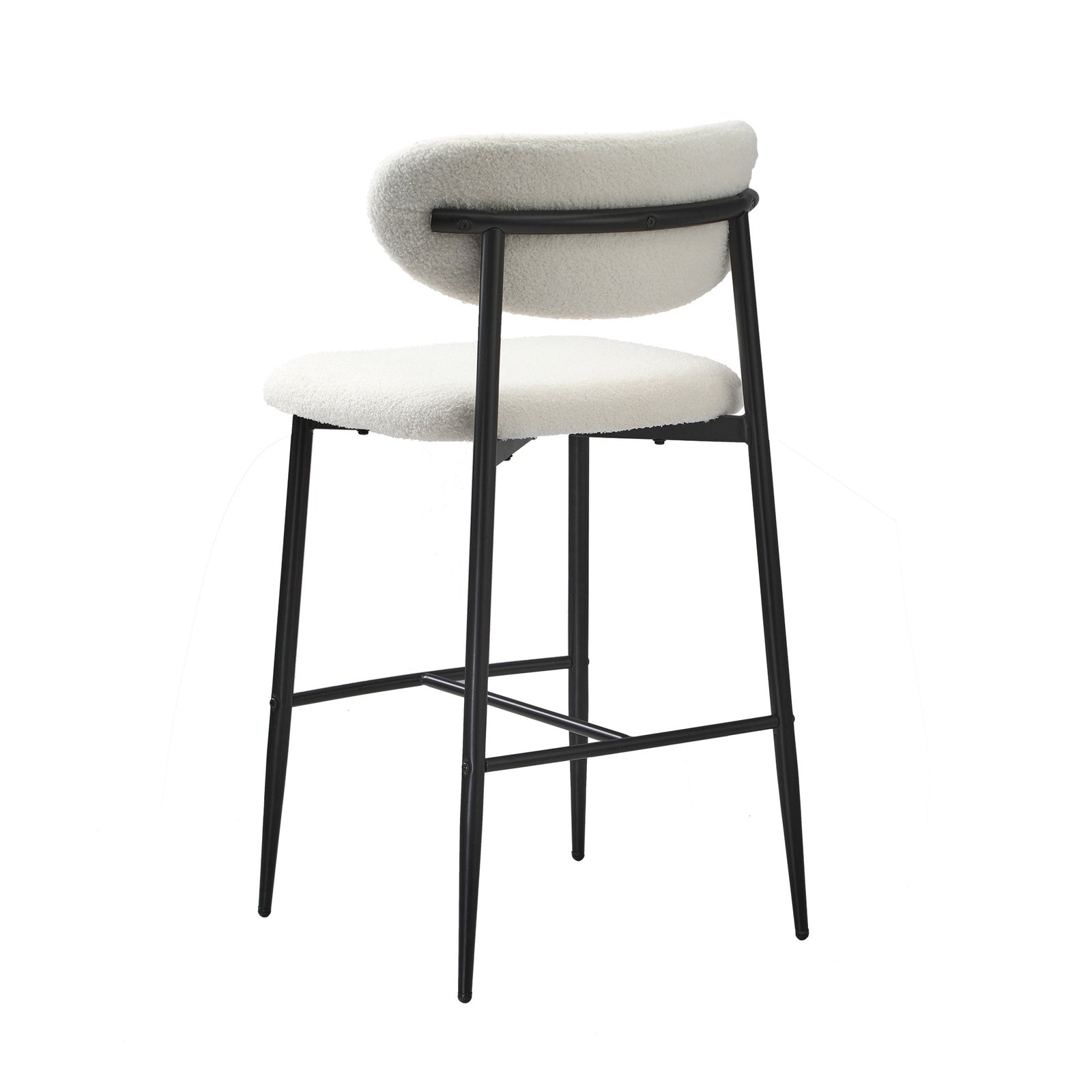 Oikiture 2x Bar Stools Kitchen Stool Counter Chair Boucle Fabric Black - Sunyee