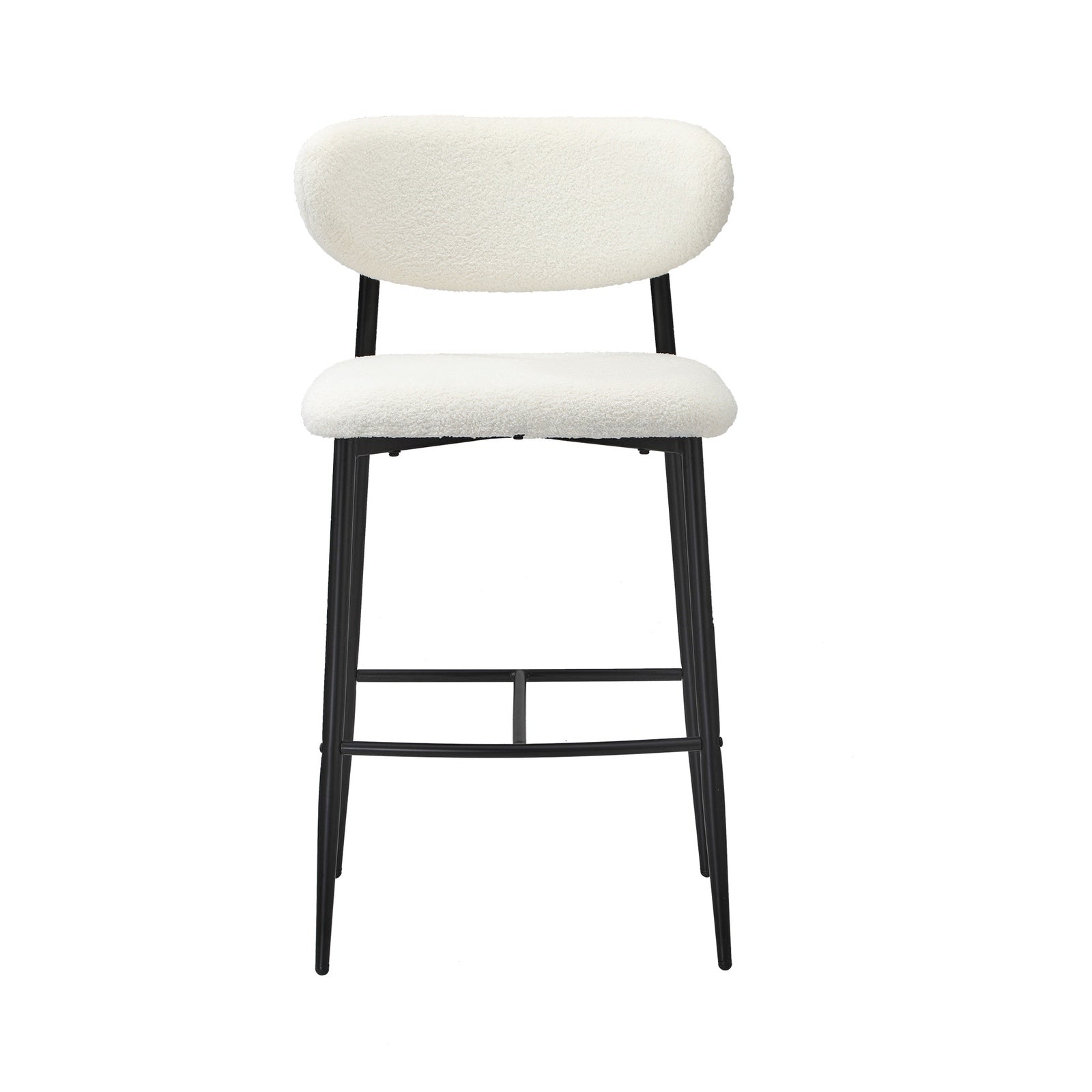 Oikiture 4x Bar Stools Kitchen Stool Counter Chair Boucle Fabric Black - Sunyee
