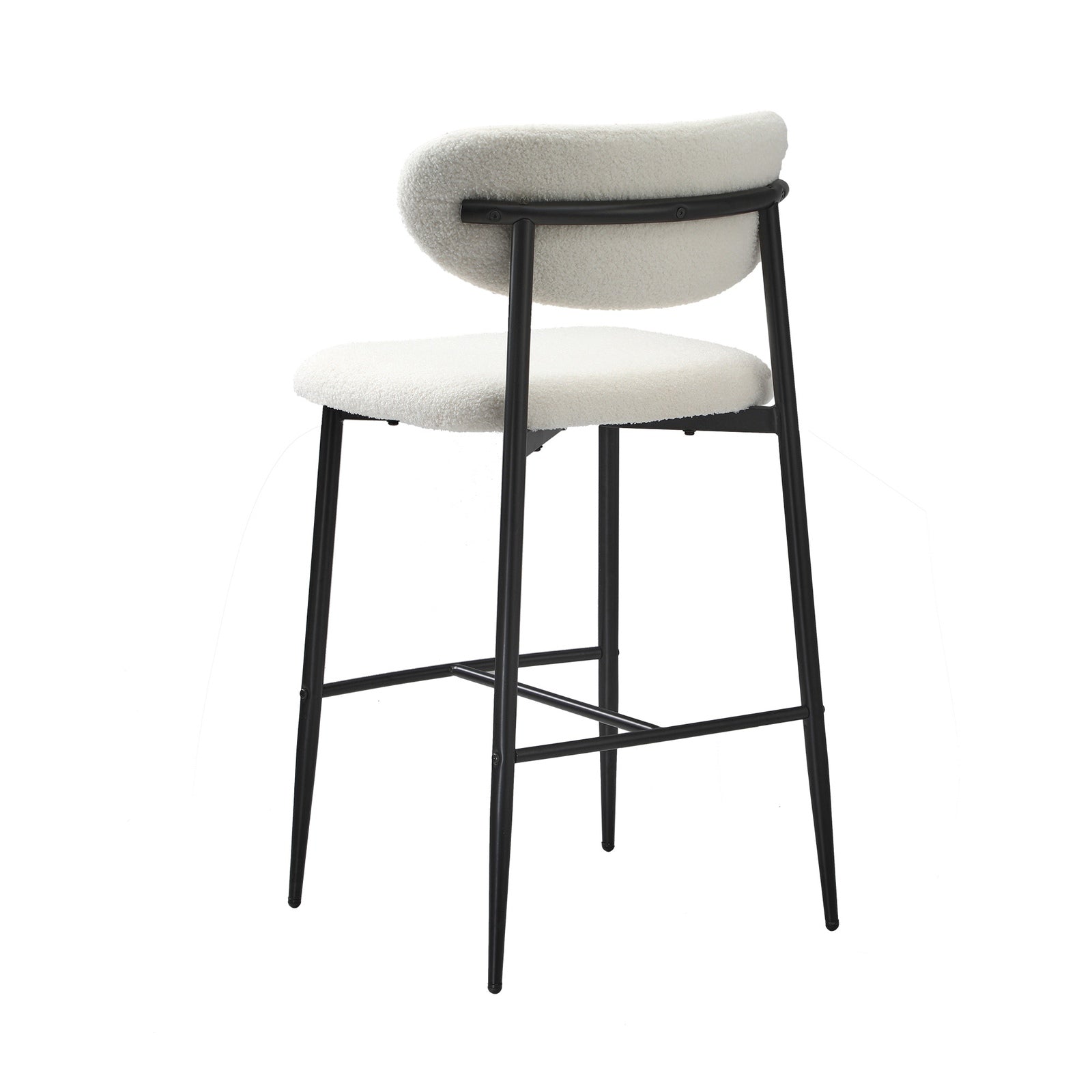 Oikiture 4x Bar Stools Kitchen Stool Counter Chair Boucle Fabric Black - Sunyee