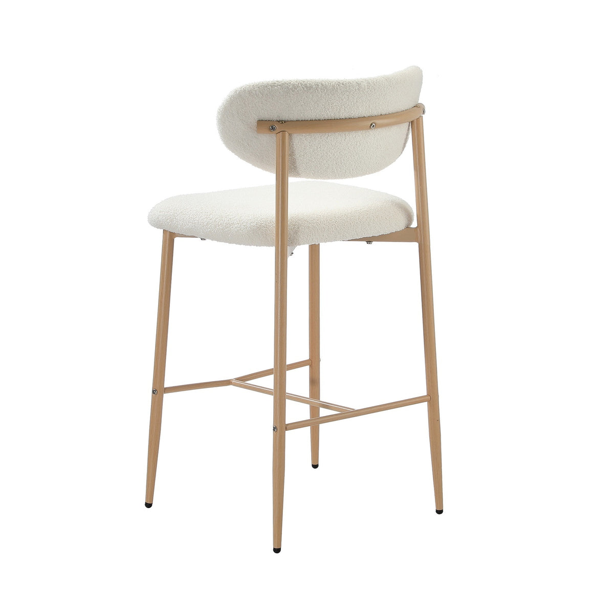 Oikiture 2x Bar Stools Kitchen Stool Counter Chair Boucle Fabric Natural - Sunyee