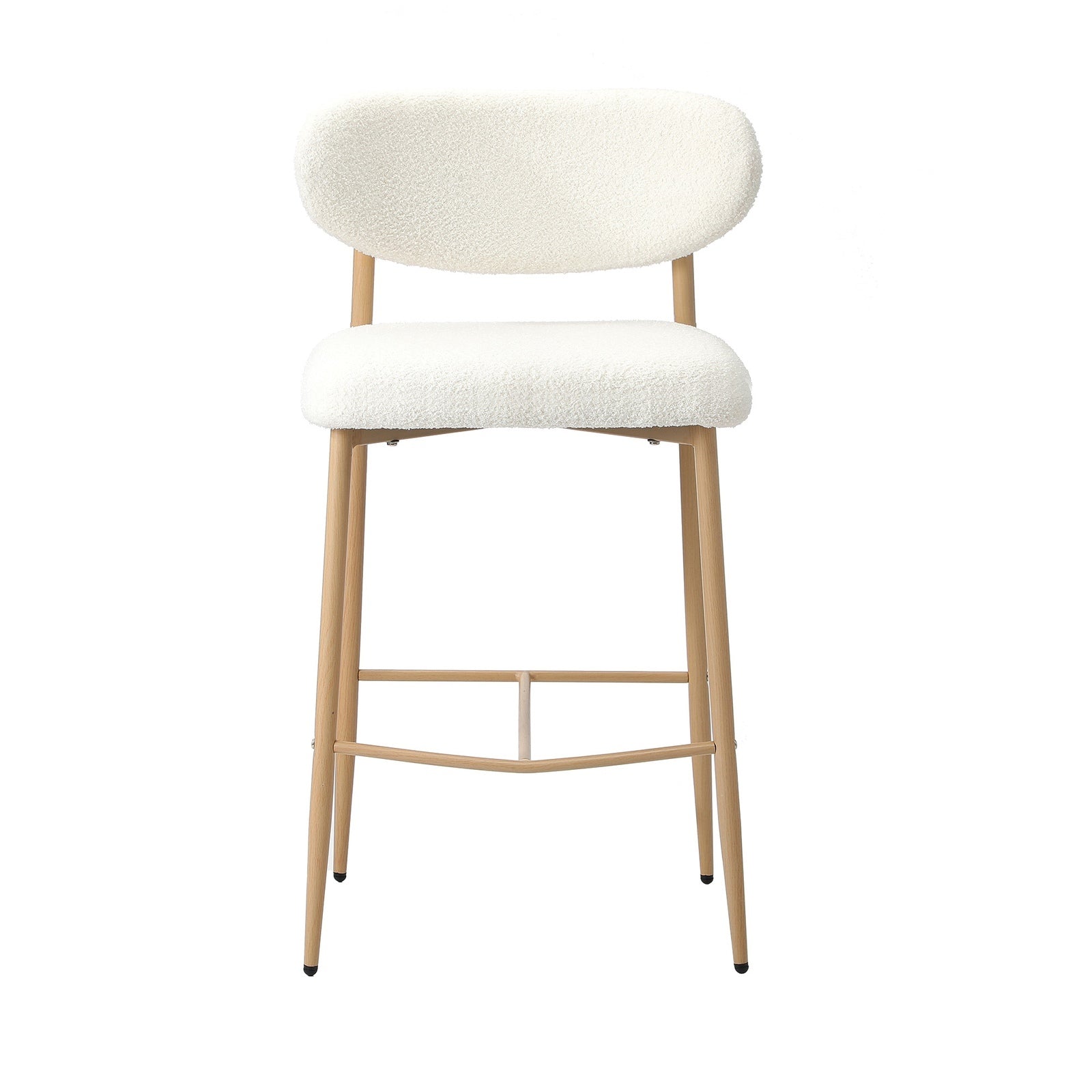 Oikiture 4x Bar Stools Kitchen Stool Counter Chair Boucle Fabric Natural - Sunyee