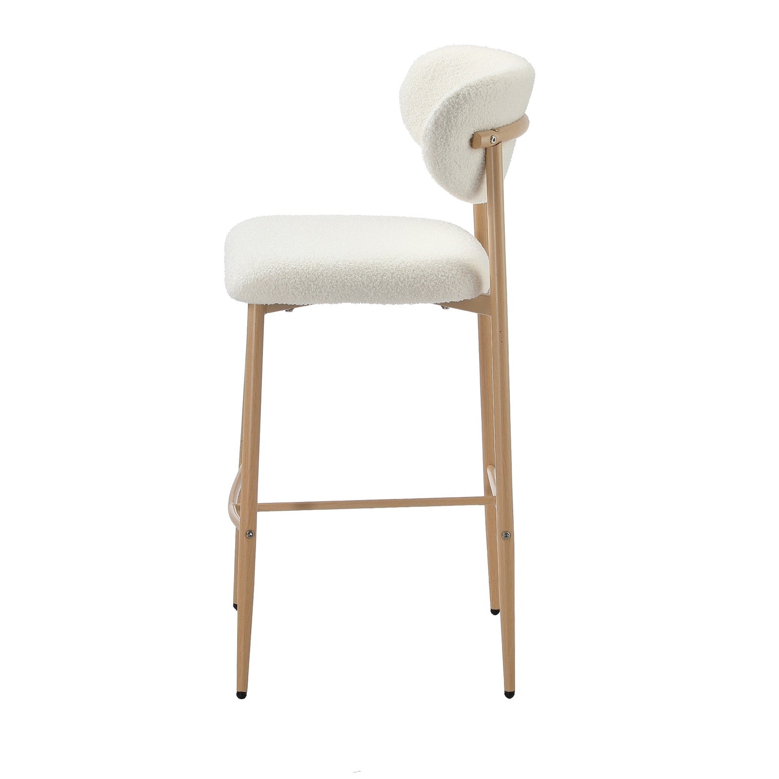 Oikiture 4x Bar Stools Kitchen Stool Counter Chair Boucle Fabric Natural - Sunyee