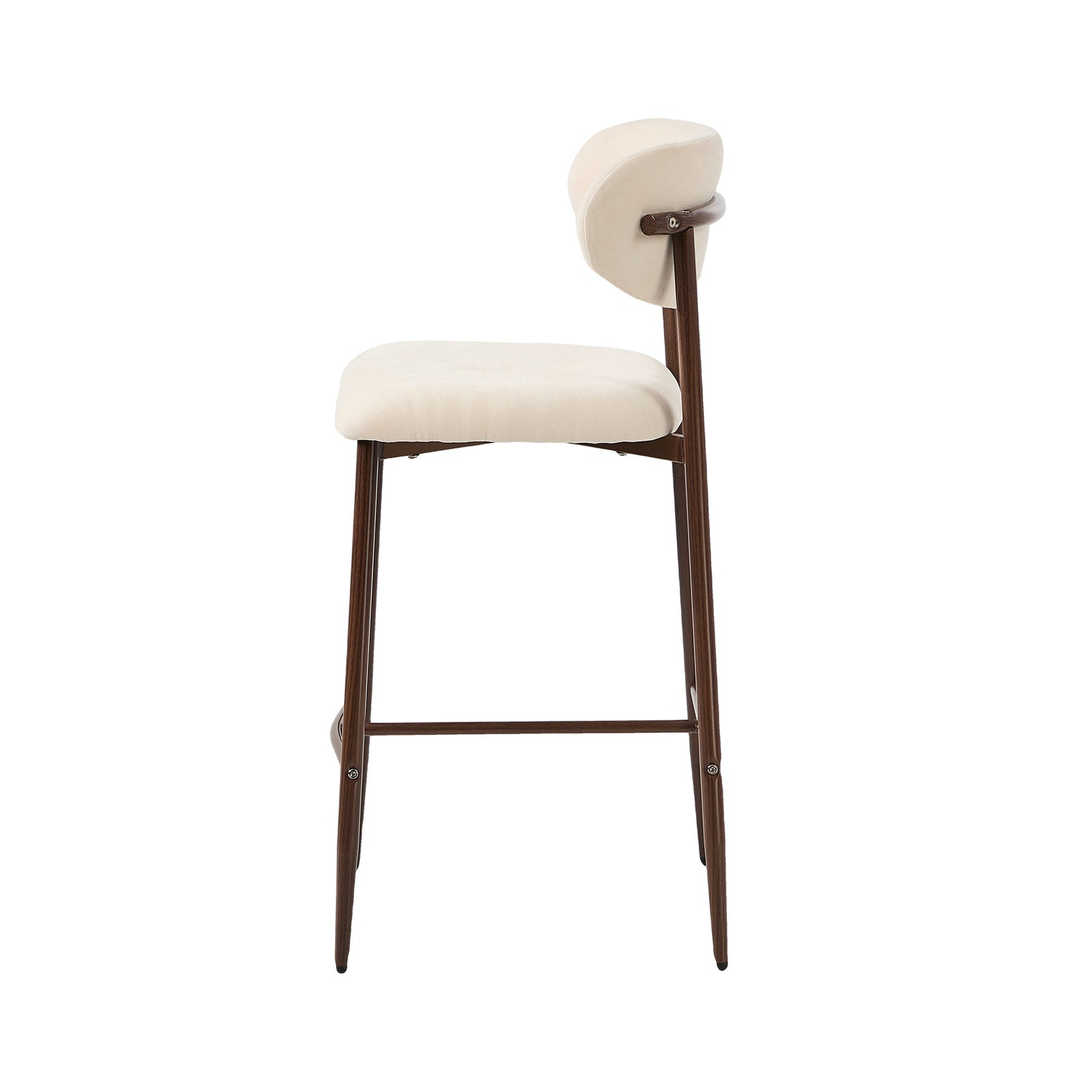 Oikiture 2x Bar Stools Kitchen Stool Counter Chair Boucle Walnut