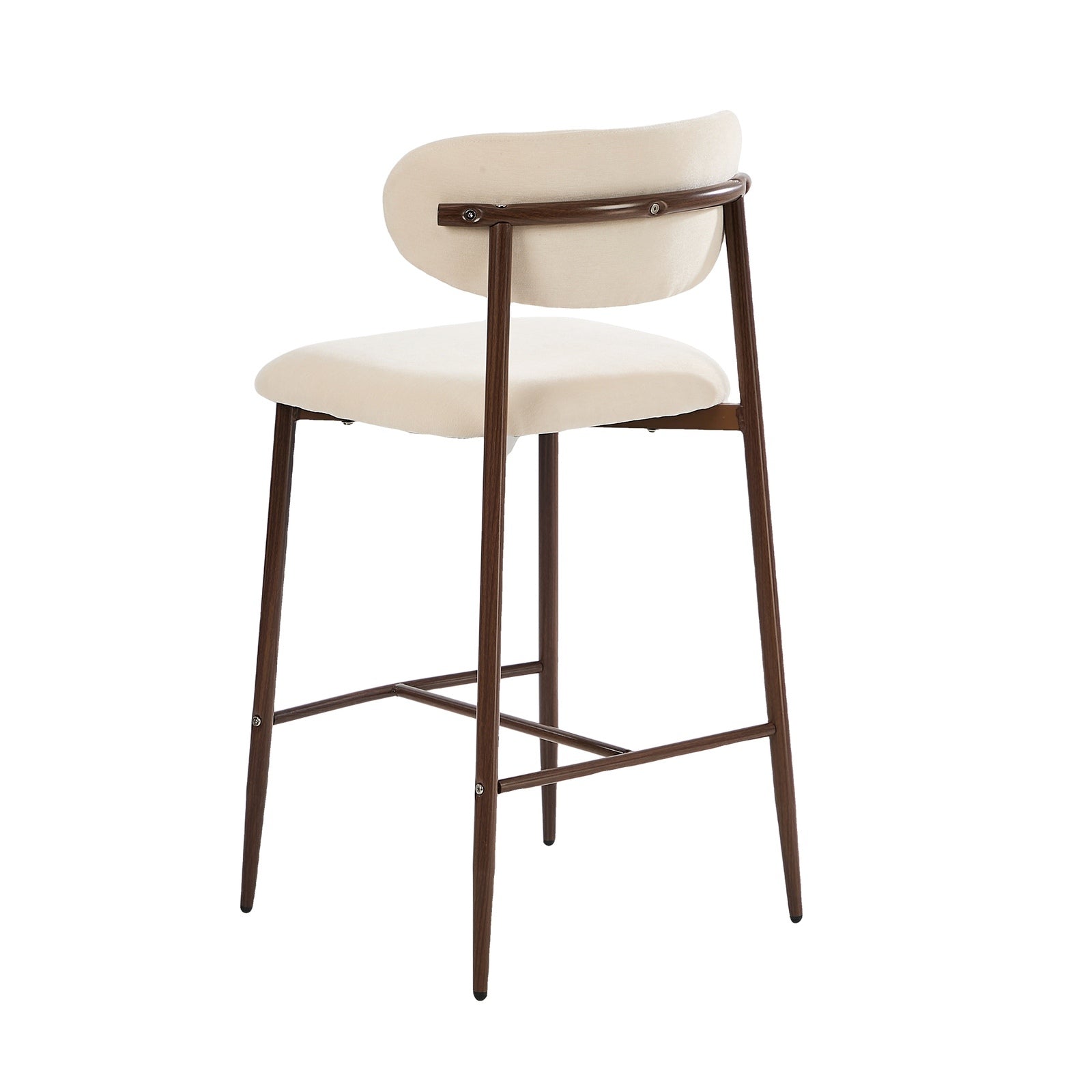 Oikiture 4x Bar Stools Kitchen Stool Counter Chair Boucle Walnut