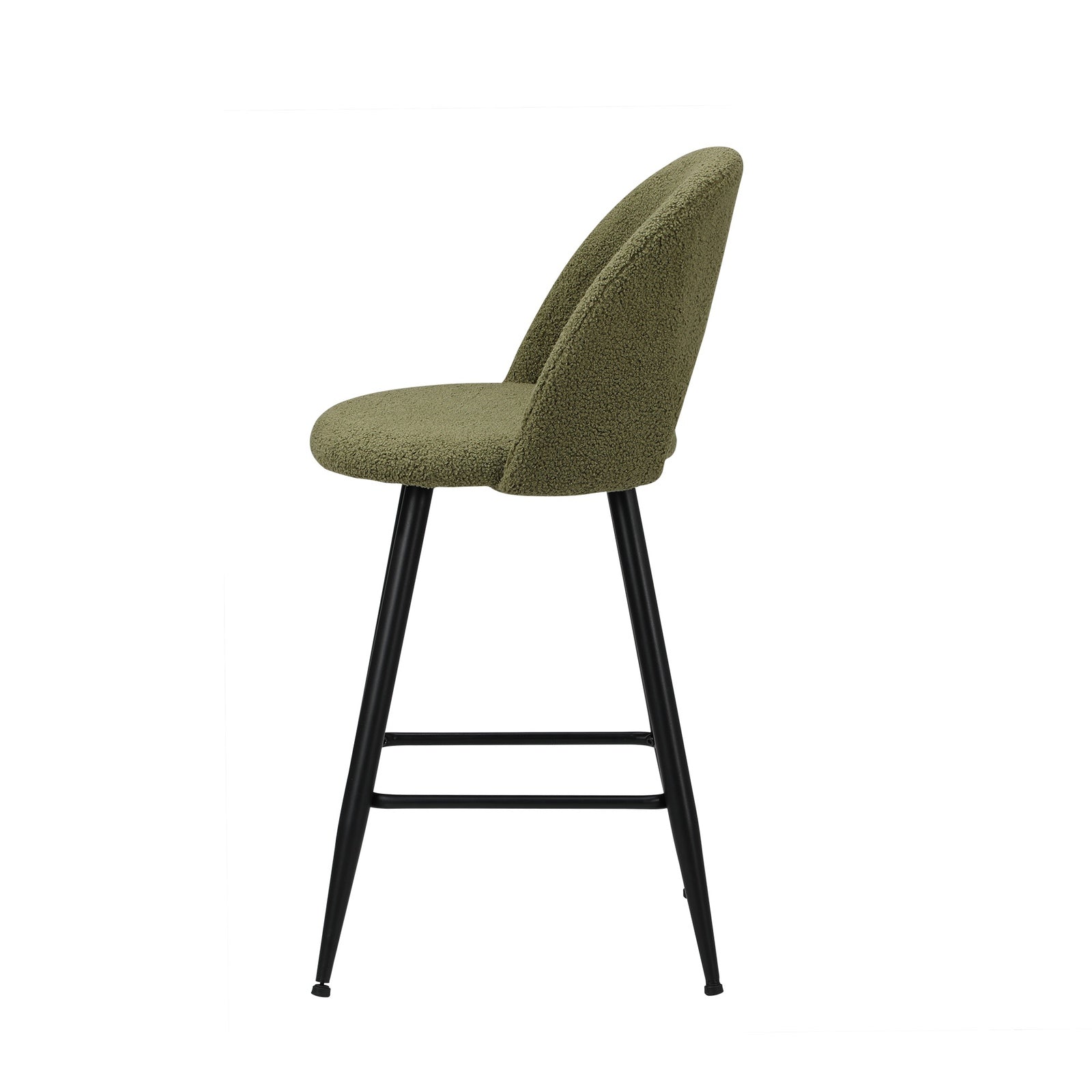 Oikiture 2x Bar Stools Kitchen Counter Stool Dining Chairs Boucle Green HORN - Sunyee