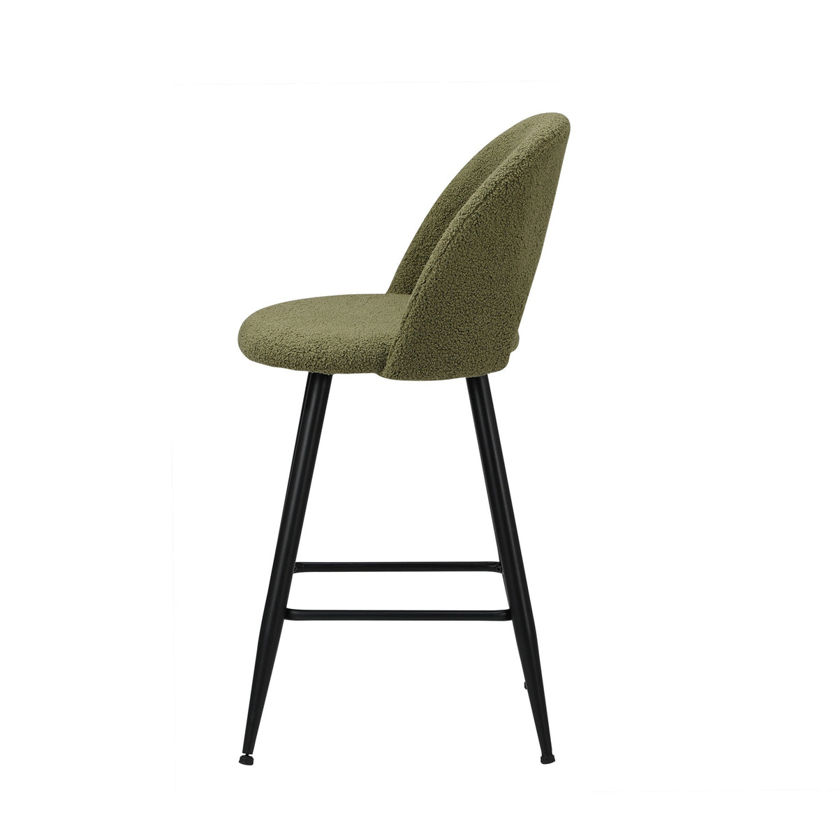 Oikiture 2x Bar Stools Kitchen Counter Stool Dining Chairs Boucle Green HORN