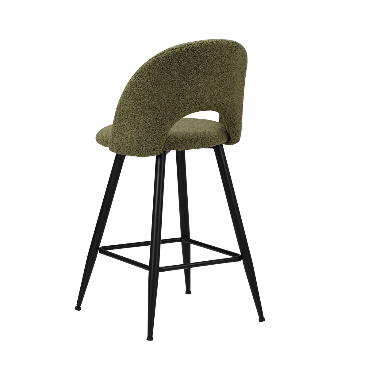 Oikiture 2x Bar Stools Kitchen Counter Stool Dining Chairs Boucle Green HORN