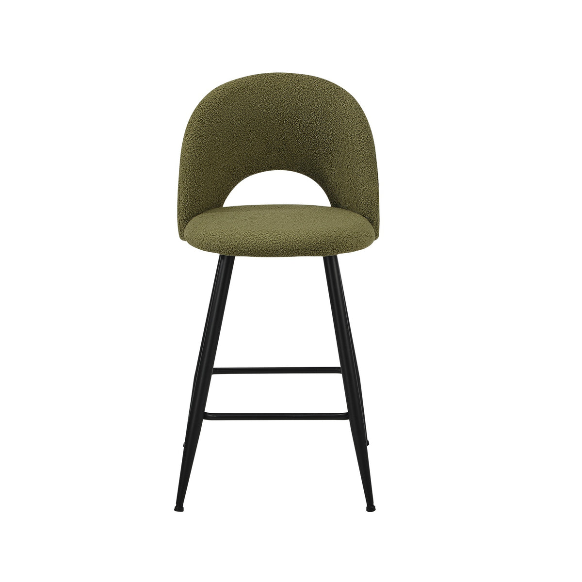 Oikiture 4x Bar Stools Kitchen Counter Stool Dining Chairs Boucle Green HORN
