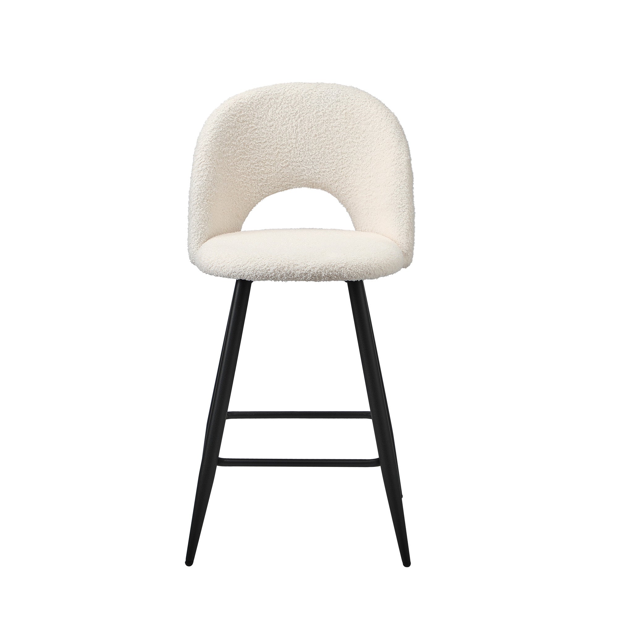 Oikiture 2x Bar Stools Kitchen Counter Stool Dining Chairs Boucle White HORN - Sunyee