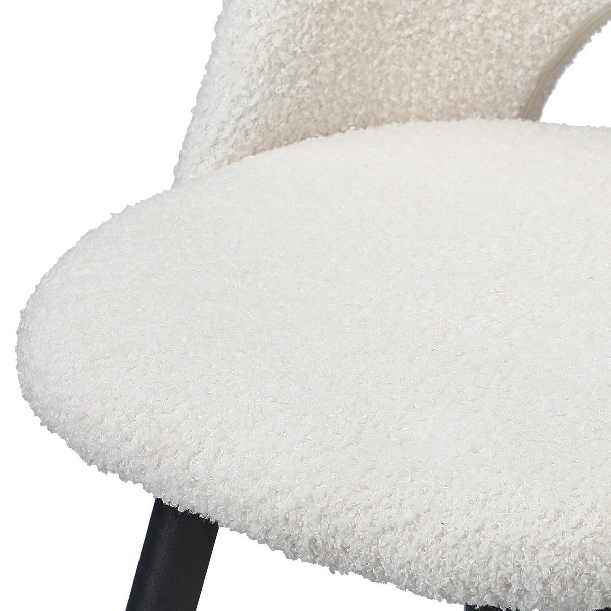 Oikiture 4x Bar Stools Kitchen Counter Stool Dining Chairs Boucle White HORN