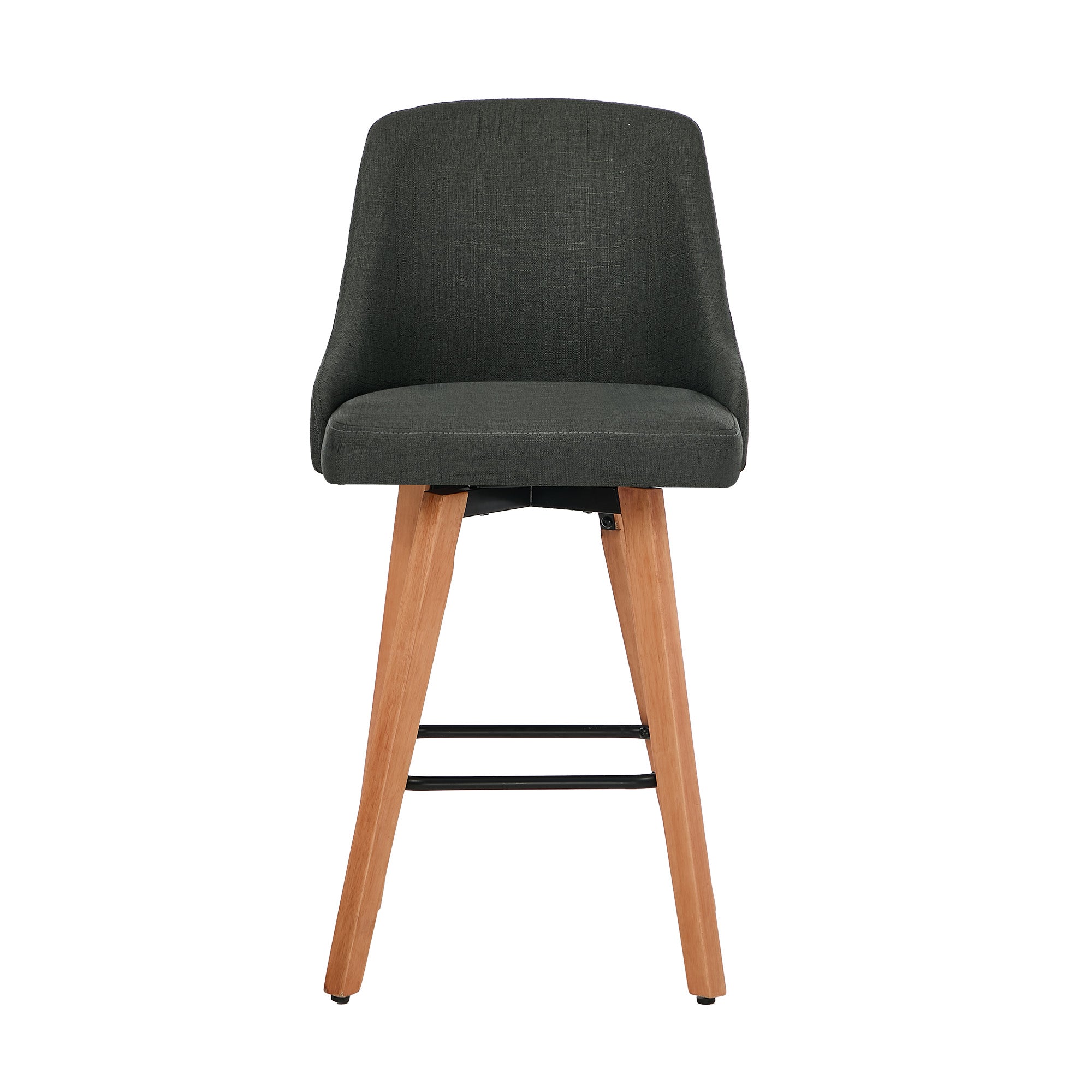 Oikiture 2x Bar Stools Kitchen Dining Chairs Swivel Wooden Stool Linen Grey - Sunyee