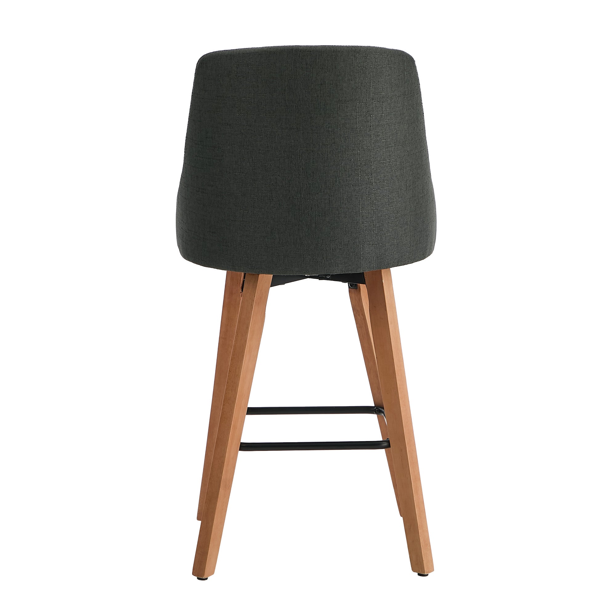 Oikiture 2x Bar Stools Kitchen Dining Chairs Swivel Wooden Stool Linen Grey - Sunyee