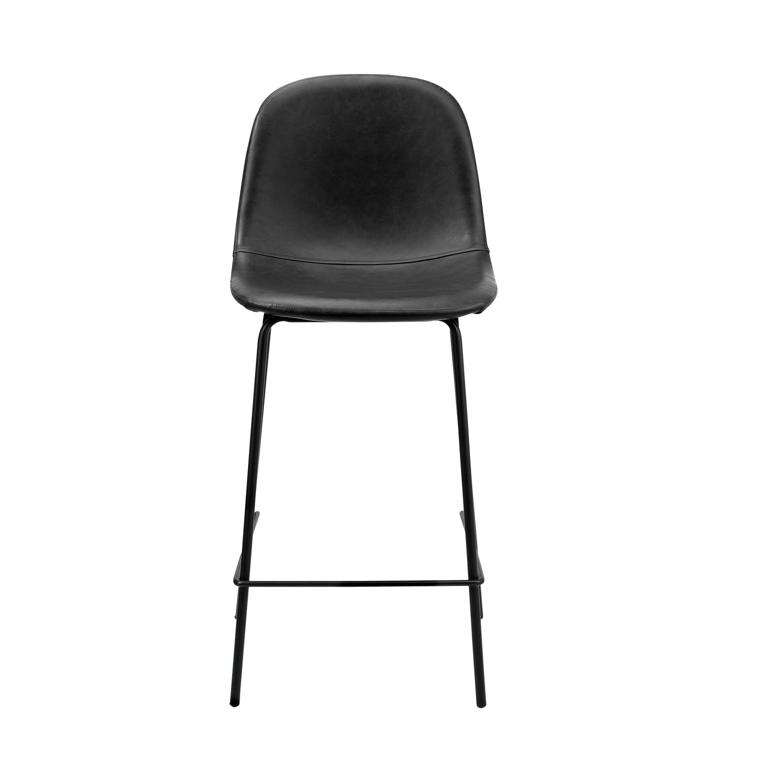 Oikiture 2x Bar Stools Kitchen Dining Chair Counter Stool PU Leather Black - Sunyee