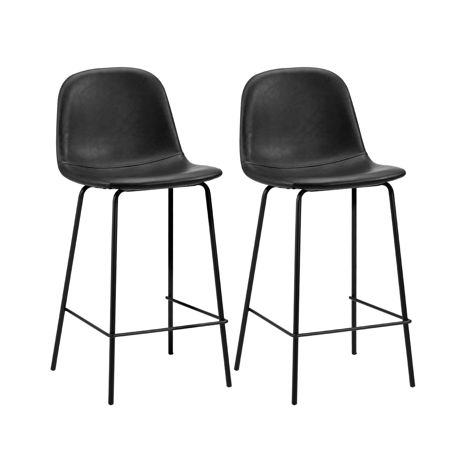 Oikiture Bar Stools Kitchen Dining Chair Counter Stool PU Leather Metal - Sunyee