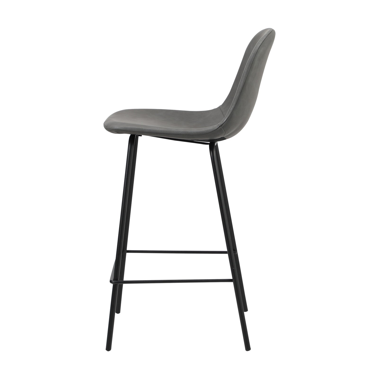 Oikiture 2x Bar Stools Kitchen Dining Chair Counter Stool PU Leather Grey - Sunyee