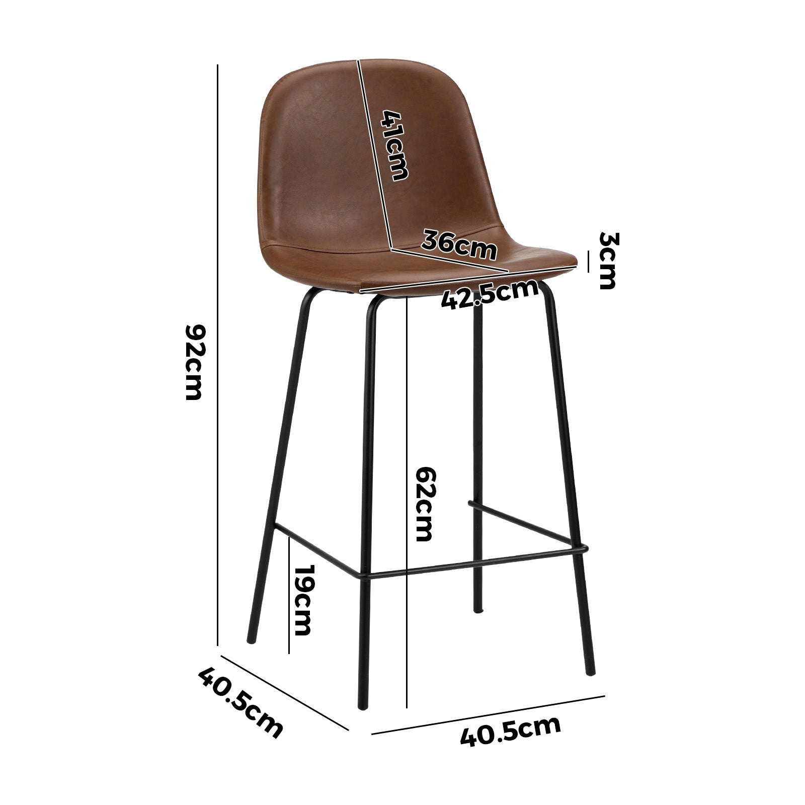 Oikiture Bar Stools Kitchen Dining Chair Counter Stool PU Leather Metal - Sunyee