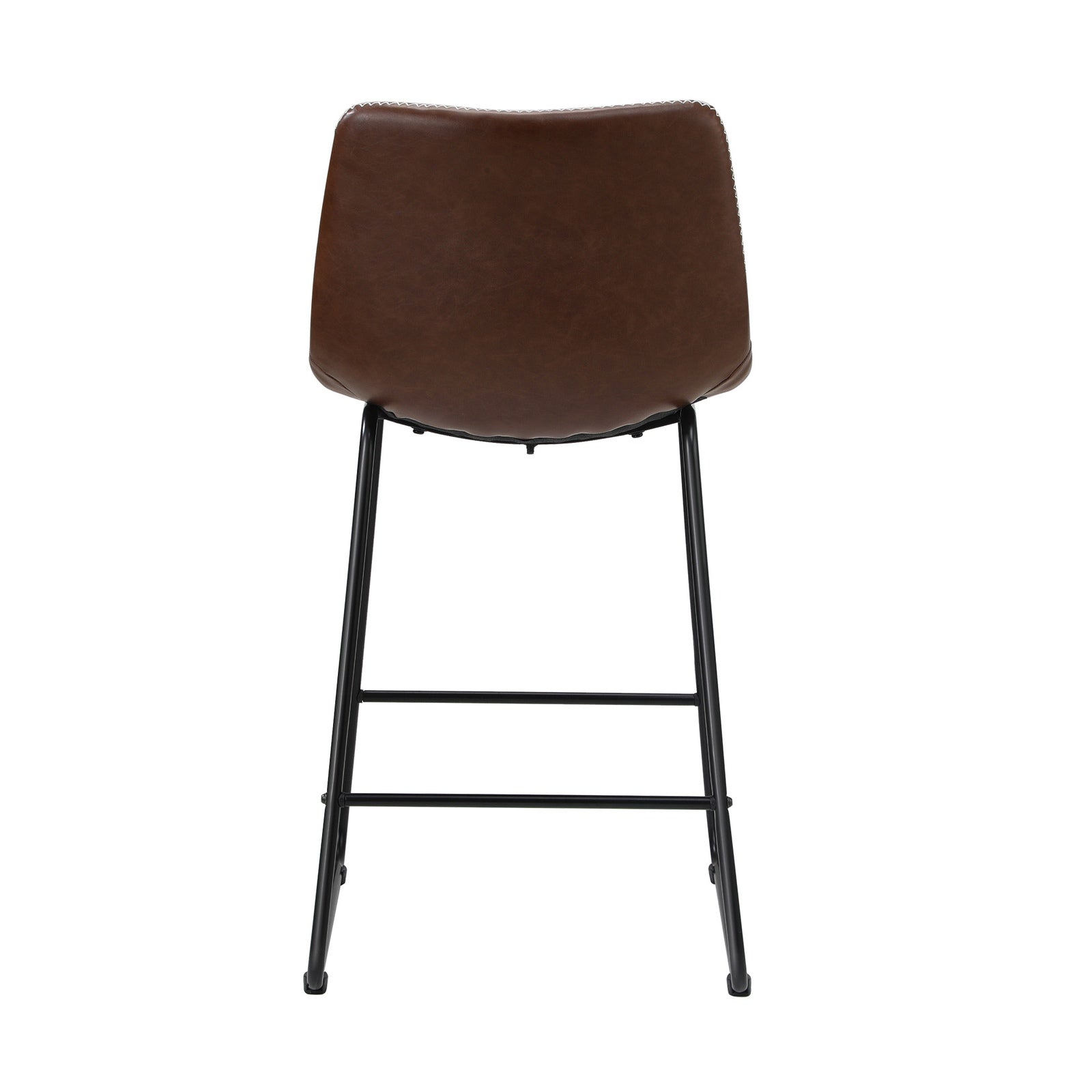 Oikiture 2x Bar Stools Kitchen Dining Chairs Leather Padded Stool Brown - Sunyee