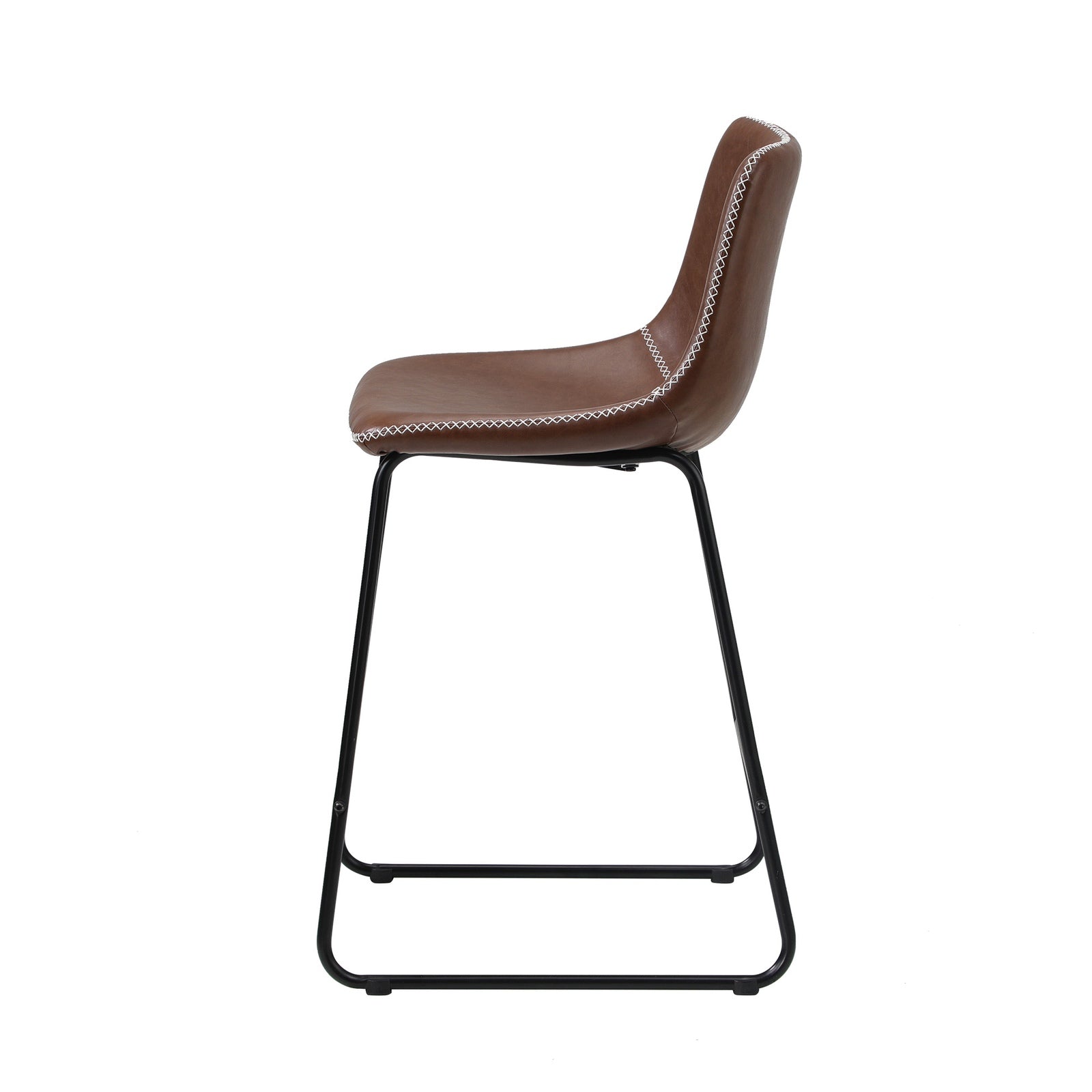 Oikiture 2x Bar Stools Kitchen Dining Chairs Leather Padded Stool Brown - Sunyee