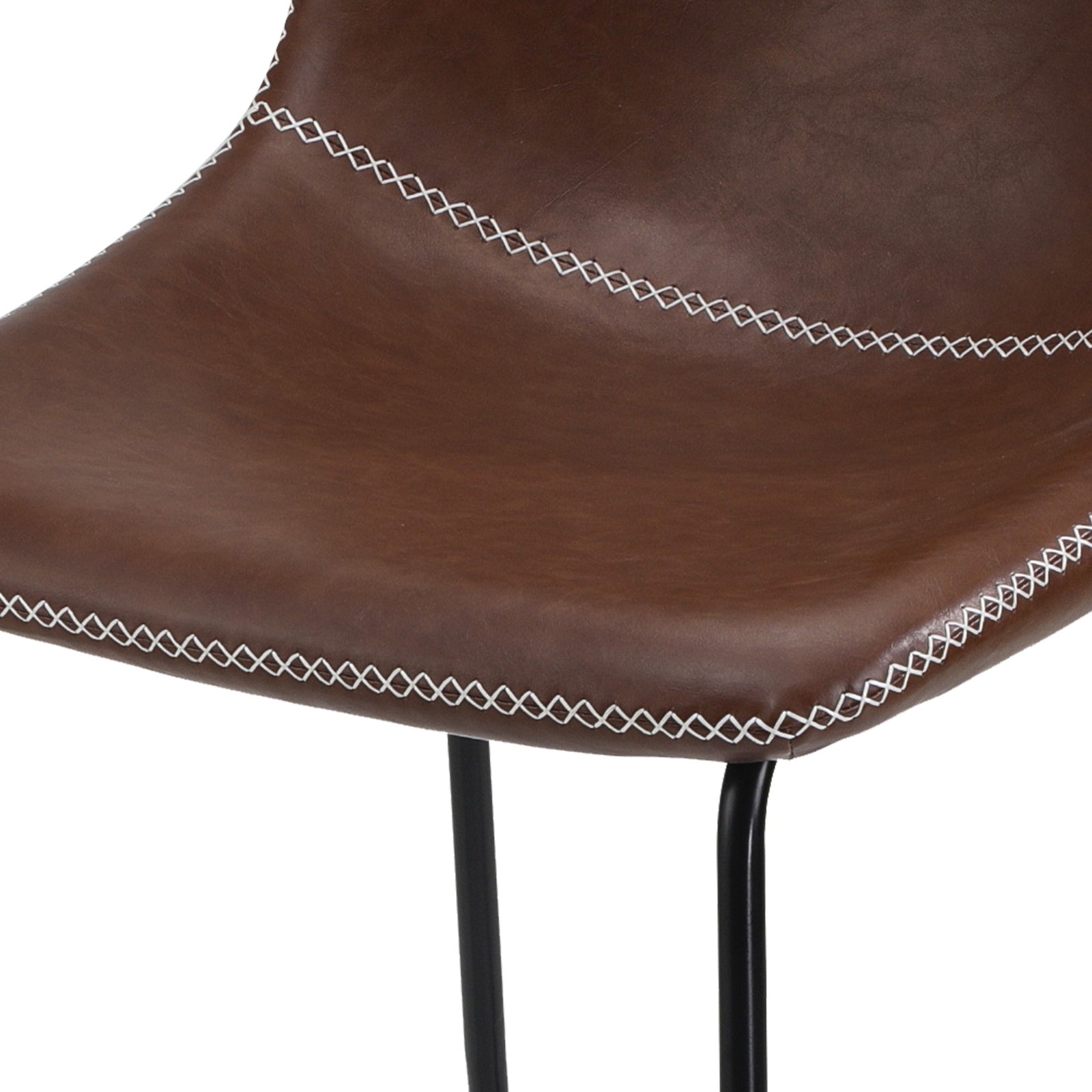 Oikiture 2x Bar Stools Kitchen Dining Chairs Leather Padded Stool Brown - Sunyee