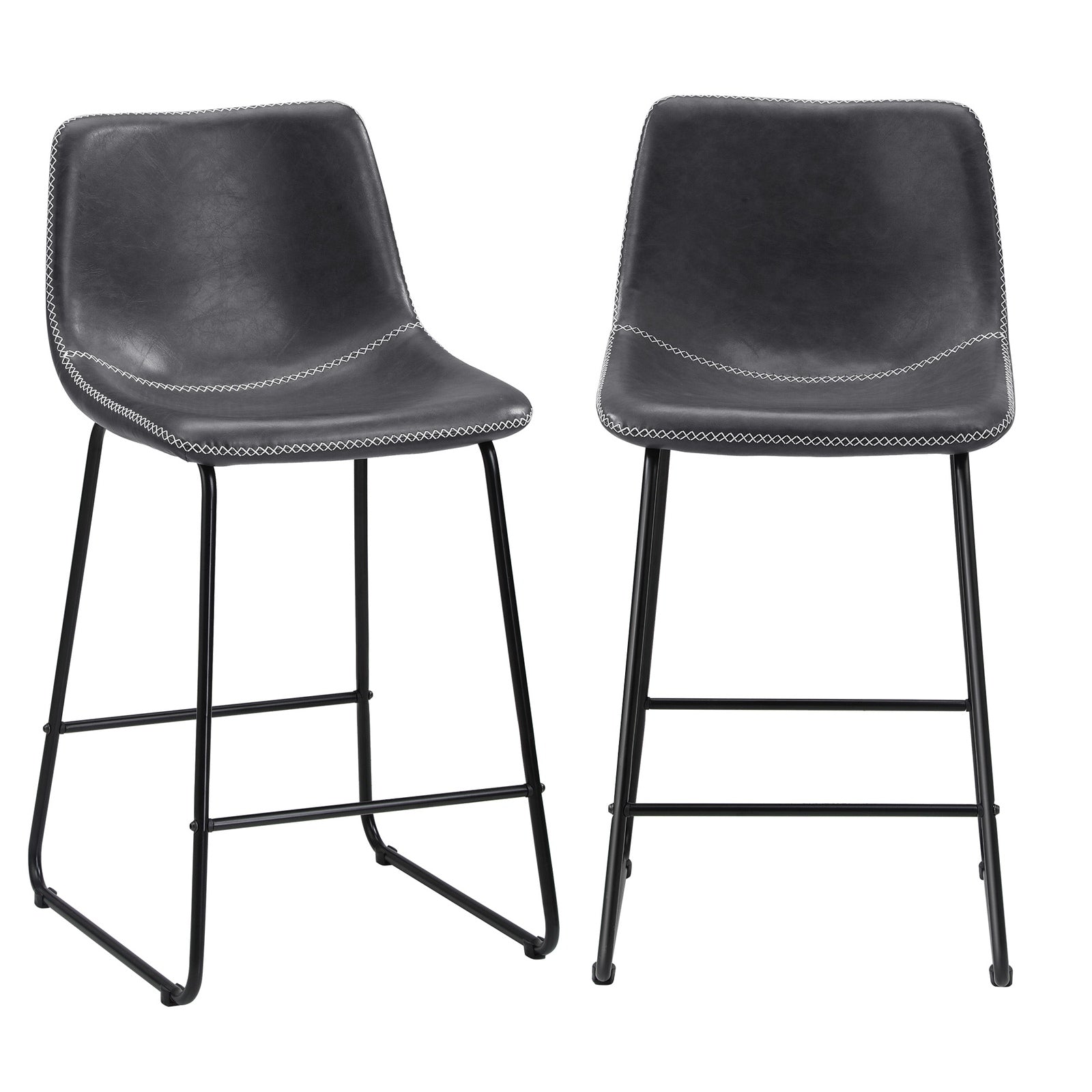 Oikiture 2x Bar Stools Steel Stool Modern Kitchen Dining Furniture Set Grey - Sunyee