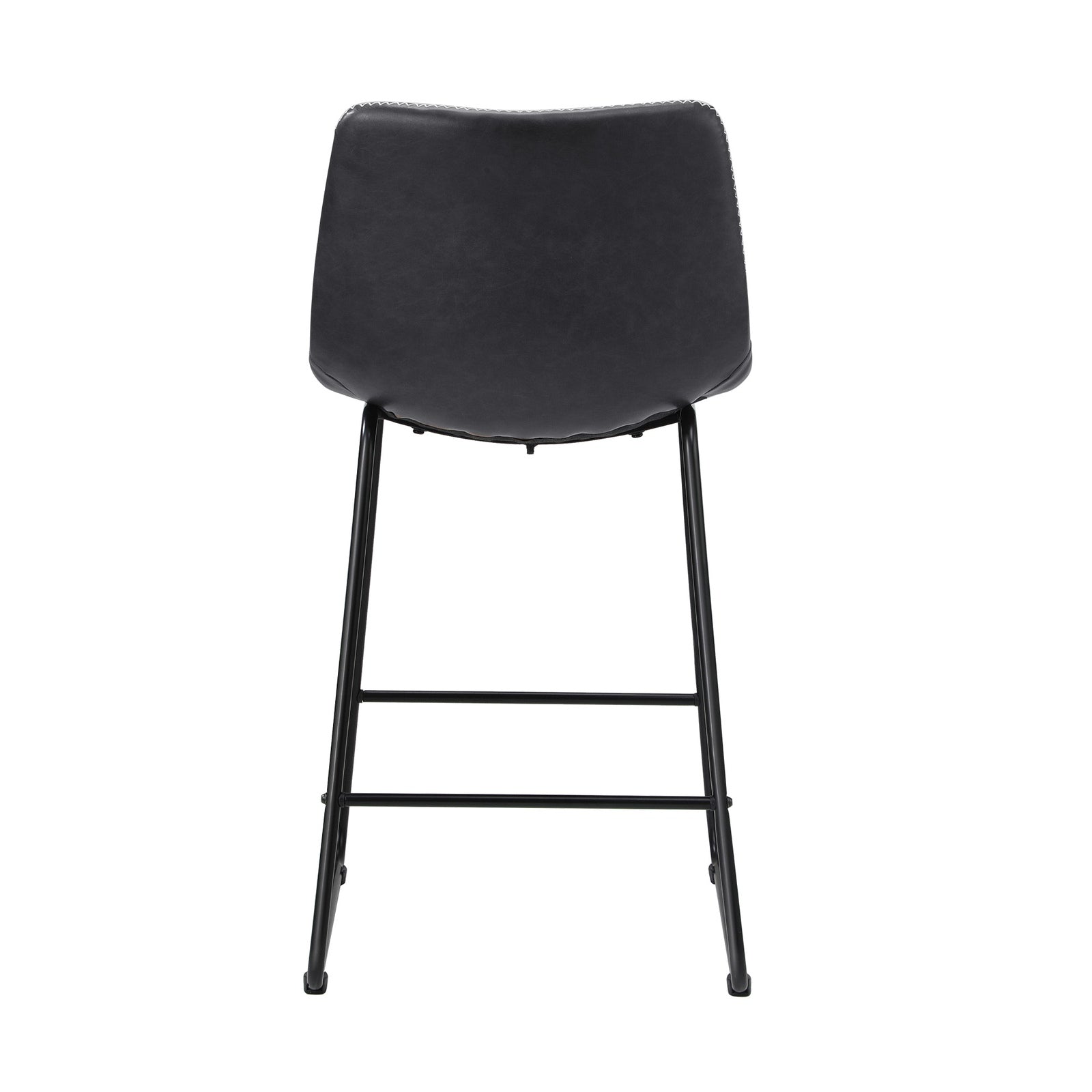 Oikiture 4x Bar Stools Kitchen Stool Dining Chairs Metal Leather Grey - Sunyee