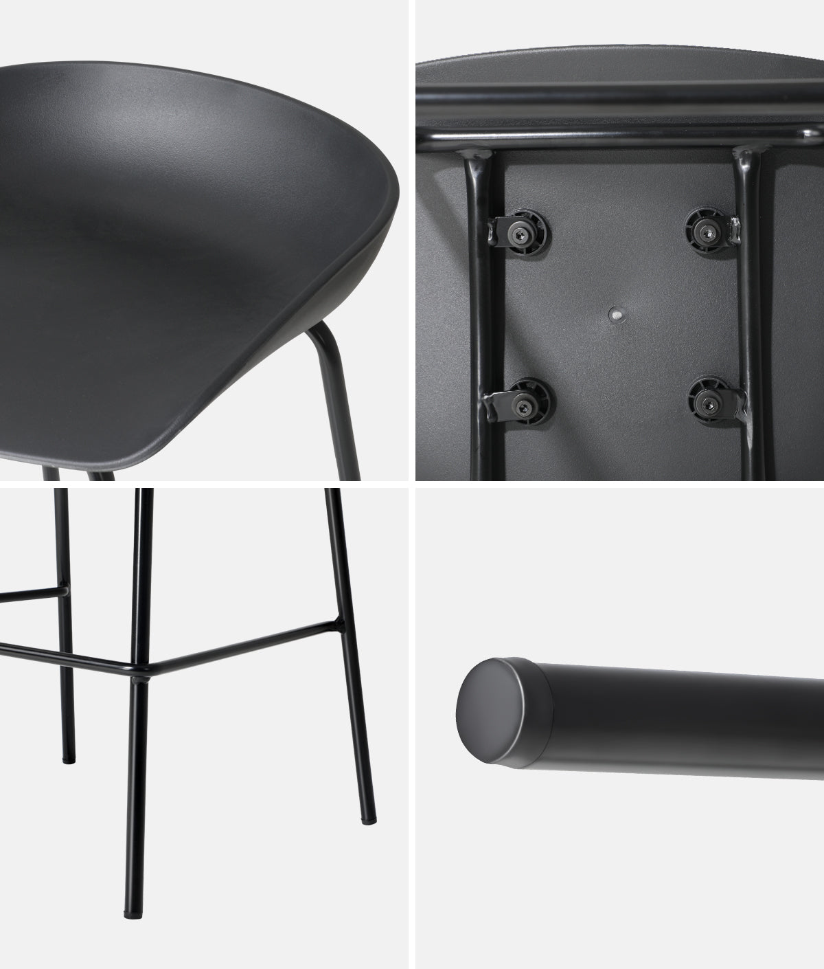 Oikiture 2x Kitchen Bar Stools Stool Dinning Counter Chairs Metal Black - Sunyee
