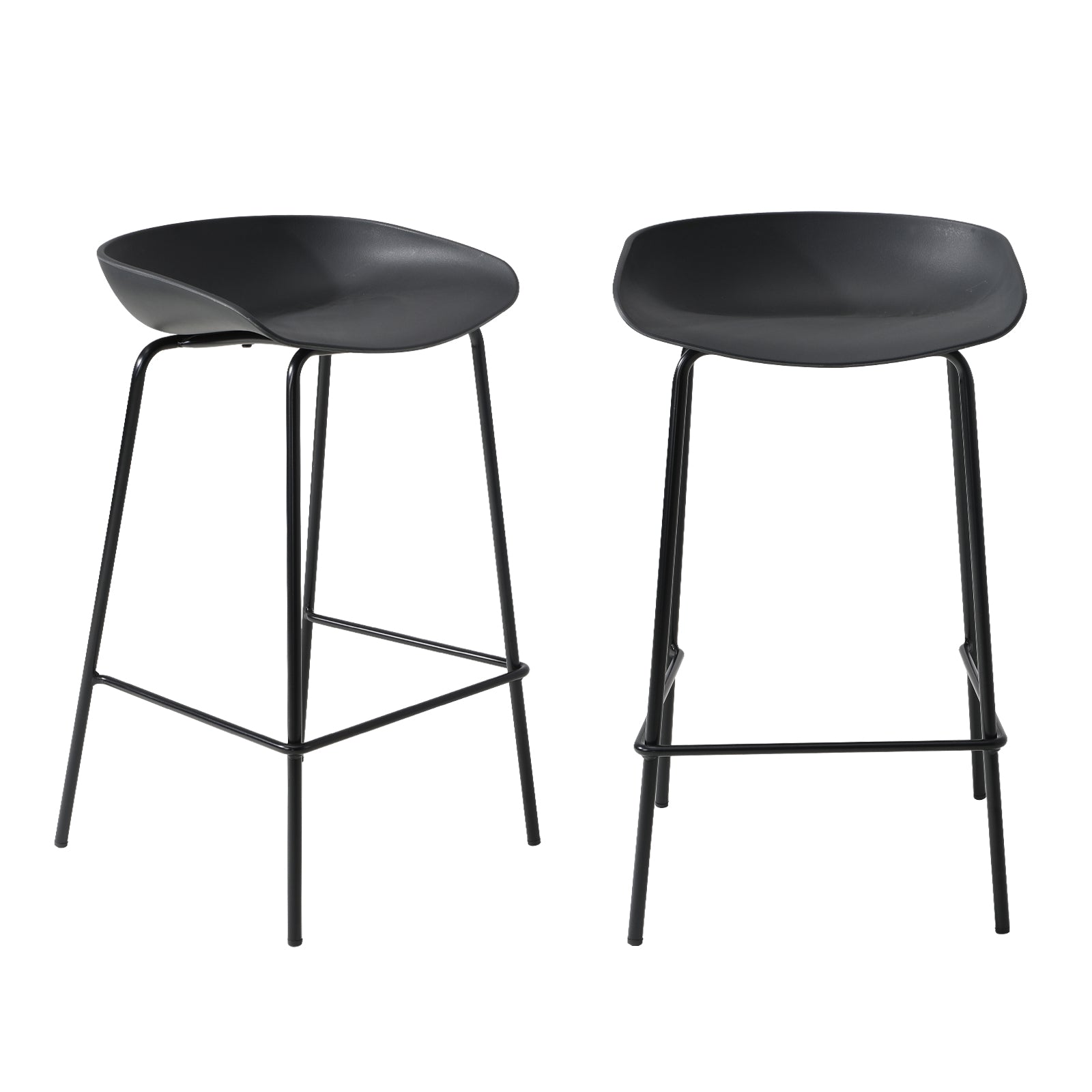 Oikiture 2x Kitchen Bar Stools Stool Dinning Counter Chairs Metal Black - Sunyee