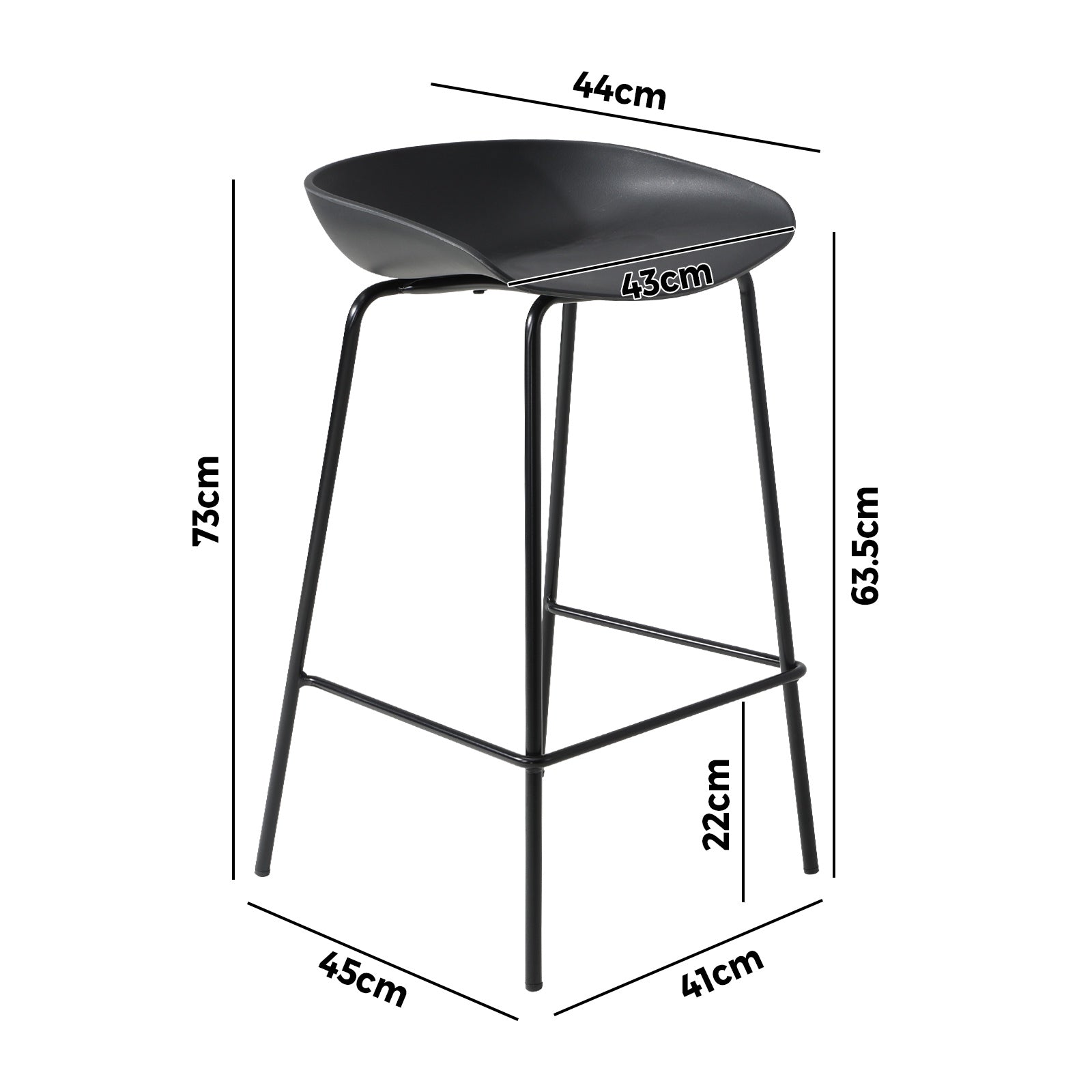 Oikiture Set of 4 Kitchen Bar Stools Stool Dinning Counter Chairs Metal Black - Sunyee