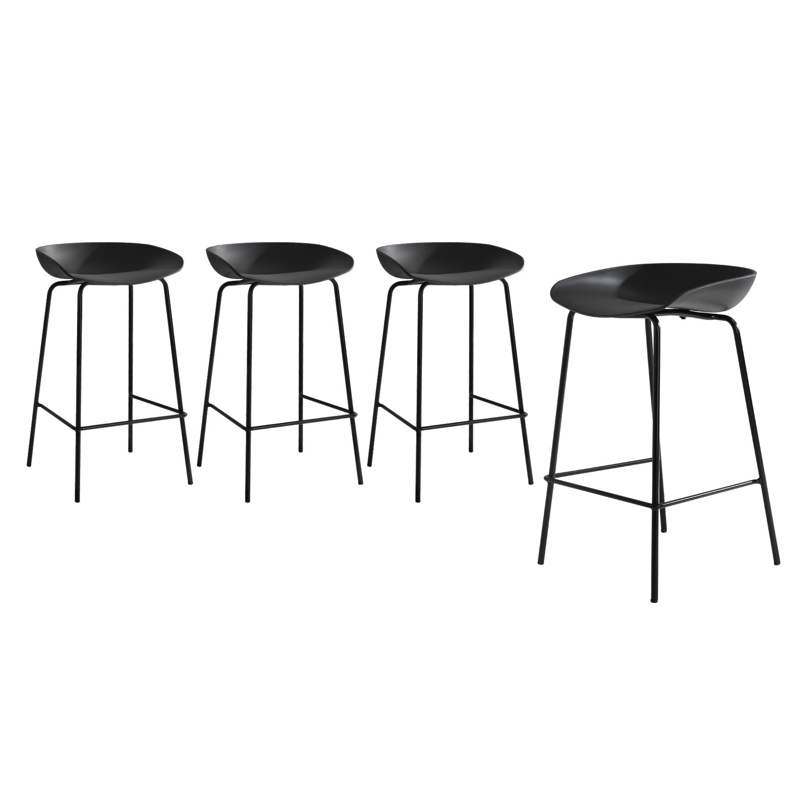 Oikiture Set of 4 Kitchen Bar Stools Stool Dinning Counter Chairs Metal Black - Sunyee