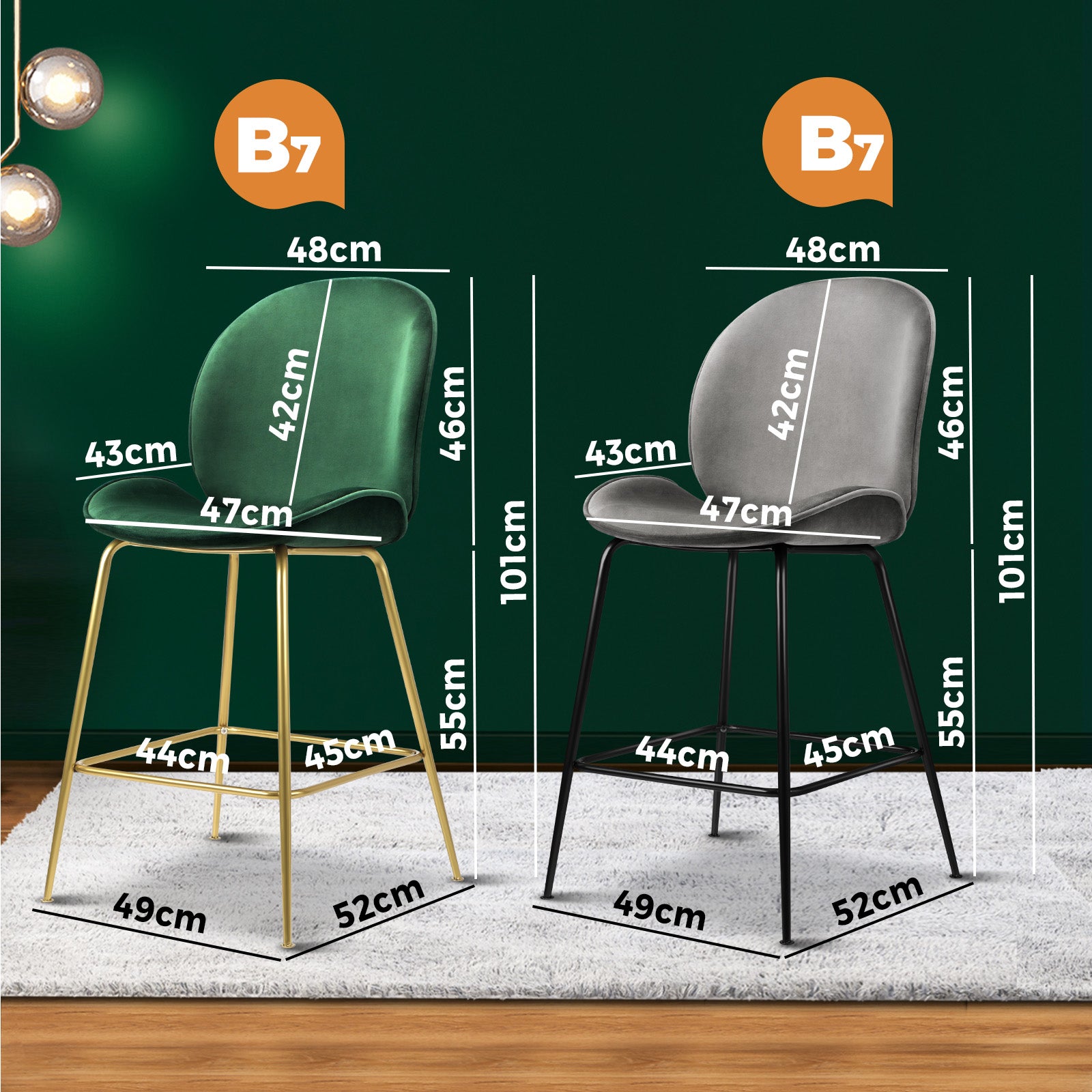 Oikiture Bar Stools Kitchen Stool Bar Chairs Metal Barstool Dining Chair Swivel - Sunyee