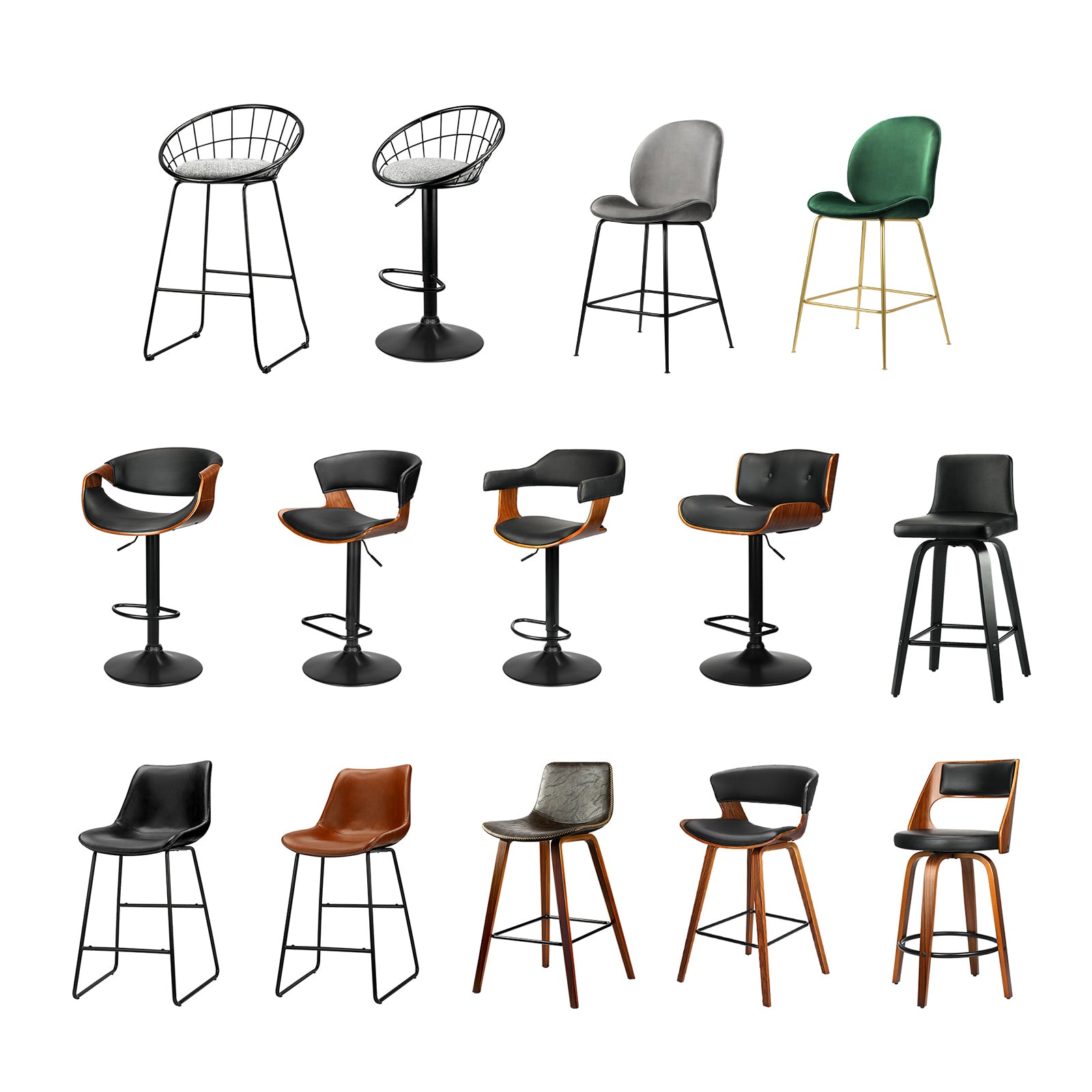 Oikiture Bar Stools Kitchen Stool Bar Chairs Metal Barstool Dining Chair Swivel - Sunyee