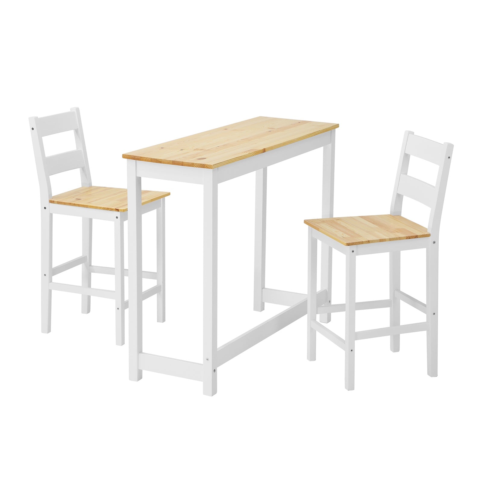 Oikiture 3PCS Bar Table Set Kitchen Dining Cafe Tables W/ 2 Stools Setting - Sunyee