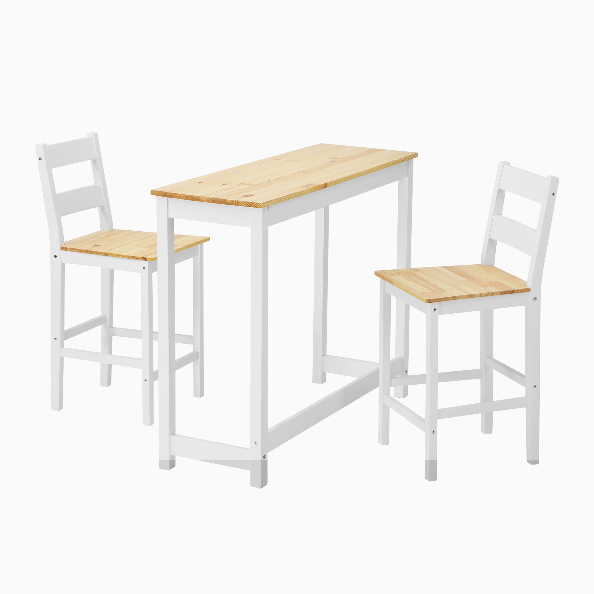 Oikiture 3PCS Bar Table Set 2 Stools Chairs Kitchen Dining Breakfast Cafe Tables - Sunyee